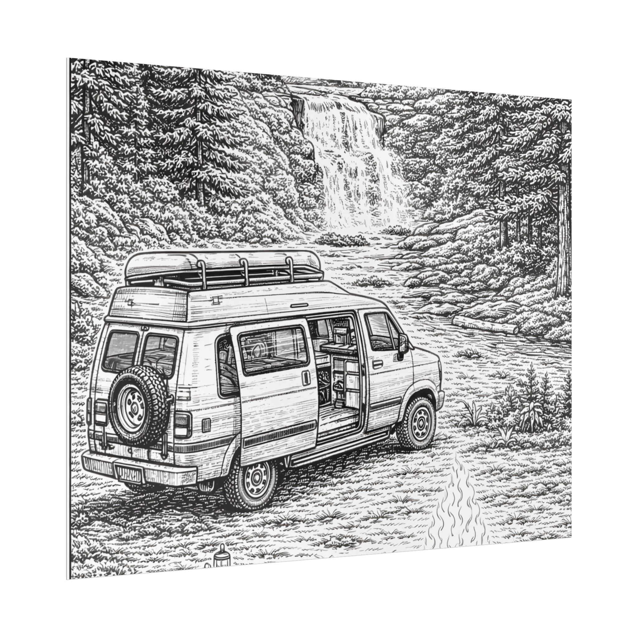 Campervan Poster — Vintage RV Camping Landscape Wall Art