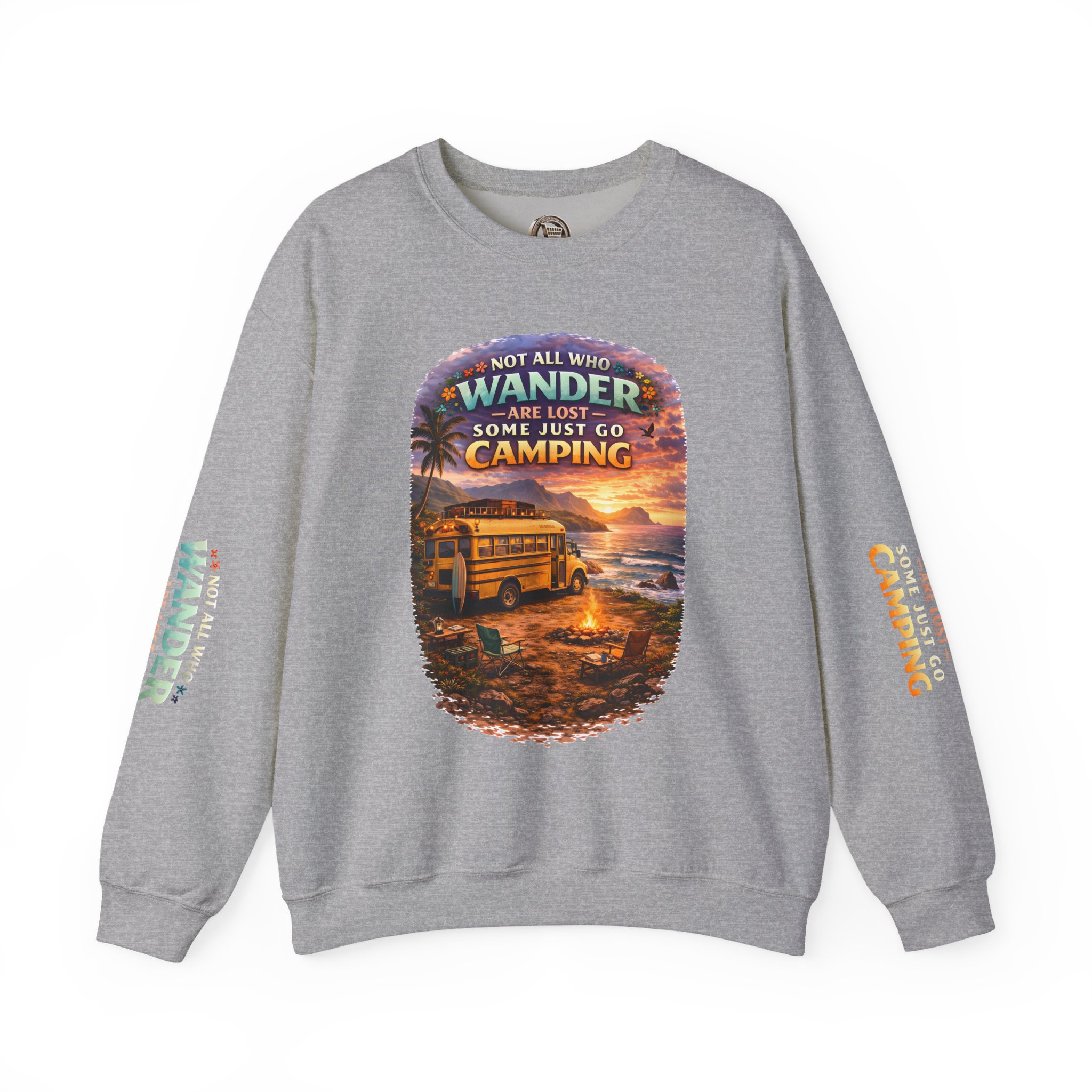 Unisex Heavy Blend™ Crewneck Sweatshirt — "Not All Who Wander Are Lost" Design Scenic-Line