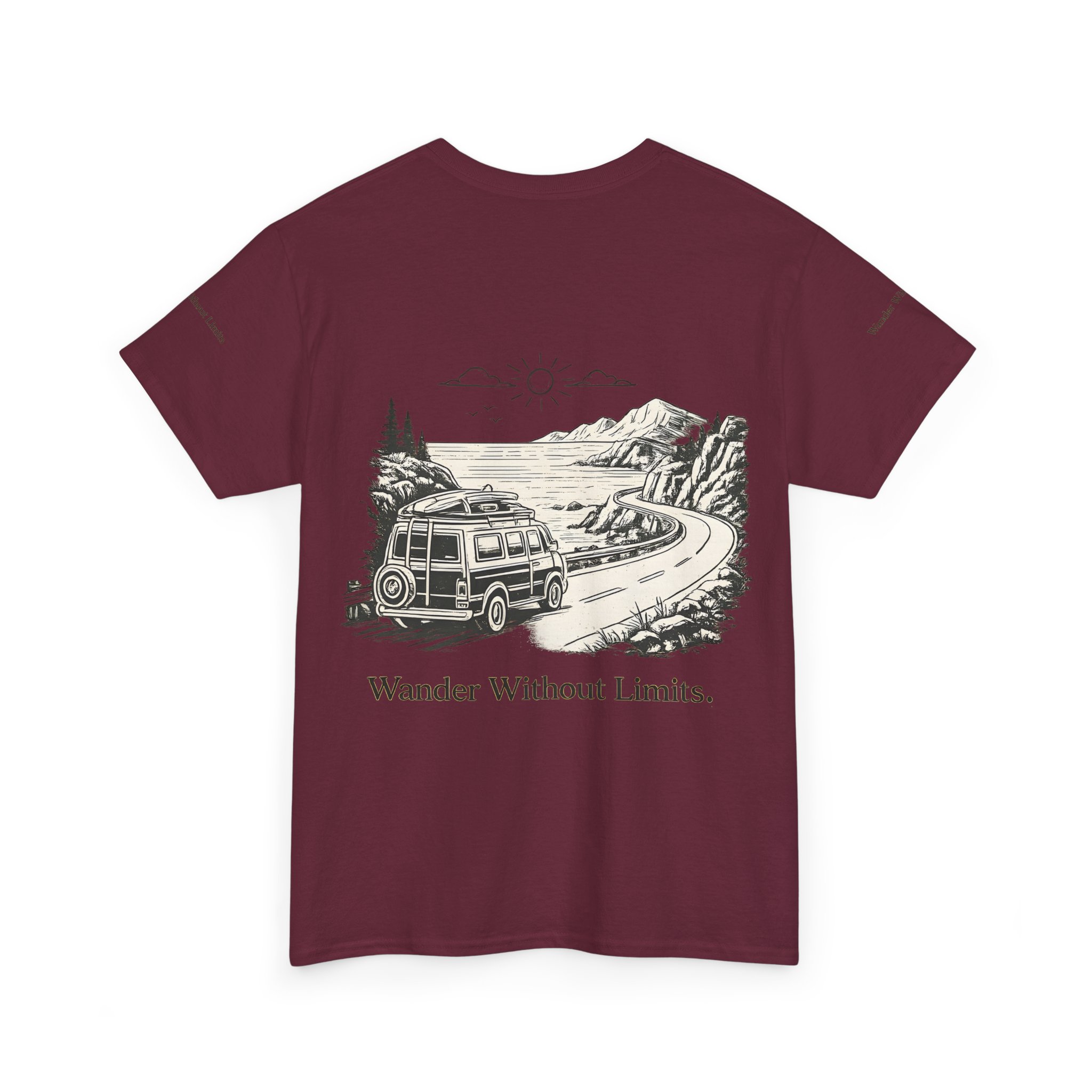 15055853295633992075_2048.jpeg Unisex Heavy Cotton Tee — "Wander Without Limits" Design Minimal-Line
