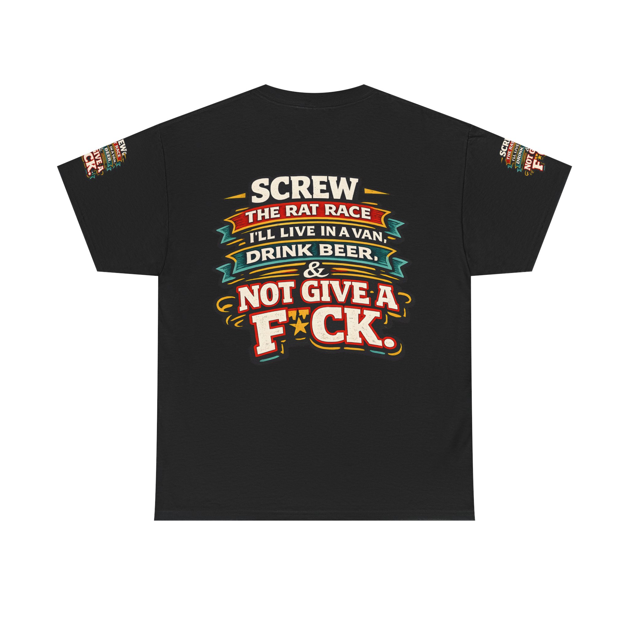Unisex Heavy Cotton Tee — "Screw The Rat Race" Design F**K-Line