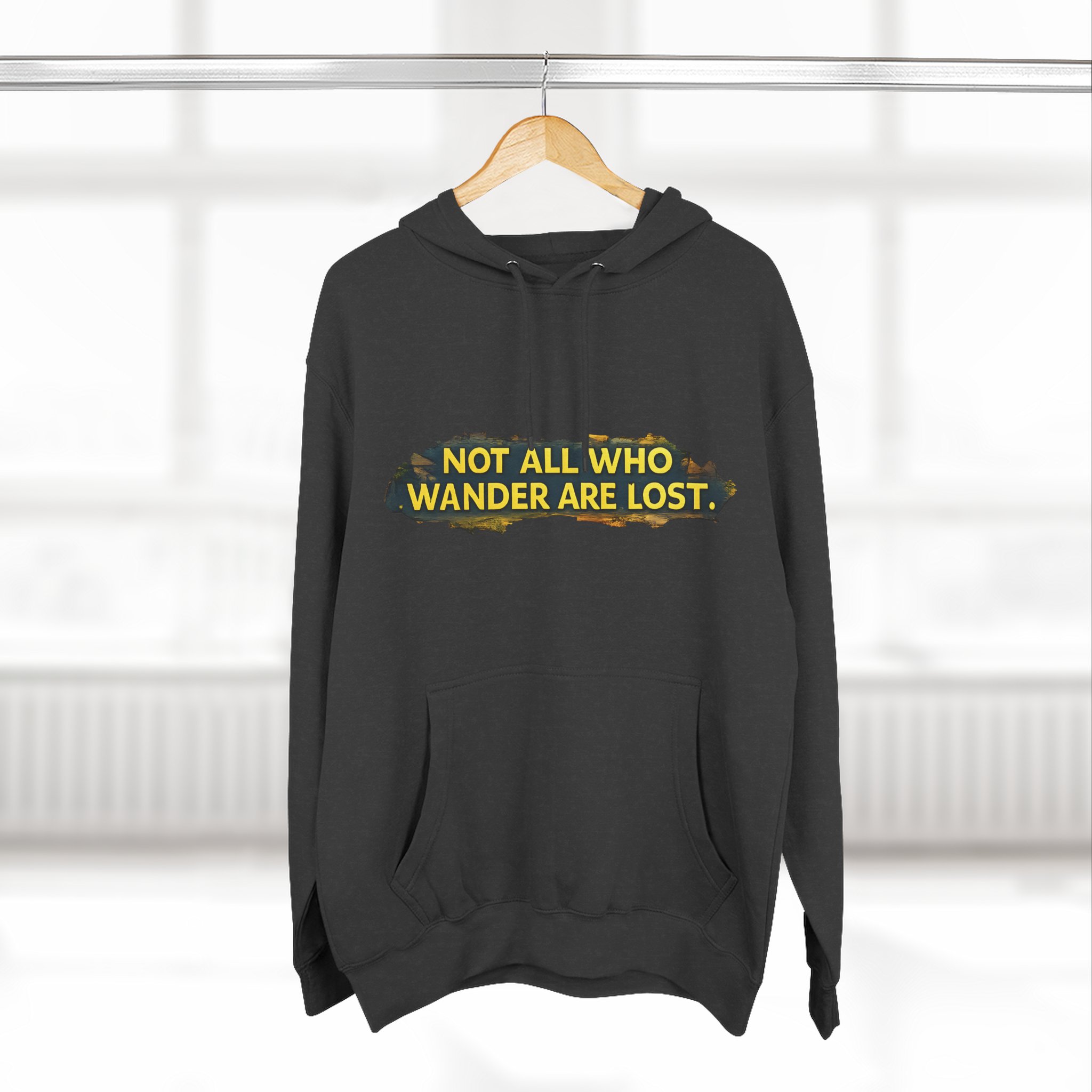15059835698849870223_2048.jpeg Three-Panel Fleece Hoodie - "Not All Who Wander Are Lost" Design Cubic-Line