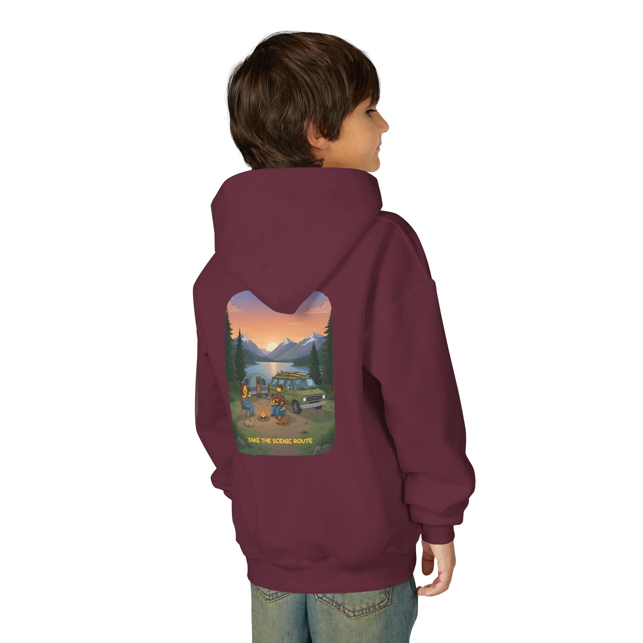 15062336469266336343_2048.jpeg Youth Hoodie(Gildan) – "Take The Scenic Route" (Design Sitcom-Line)