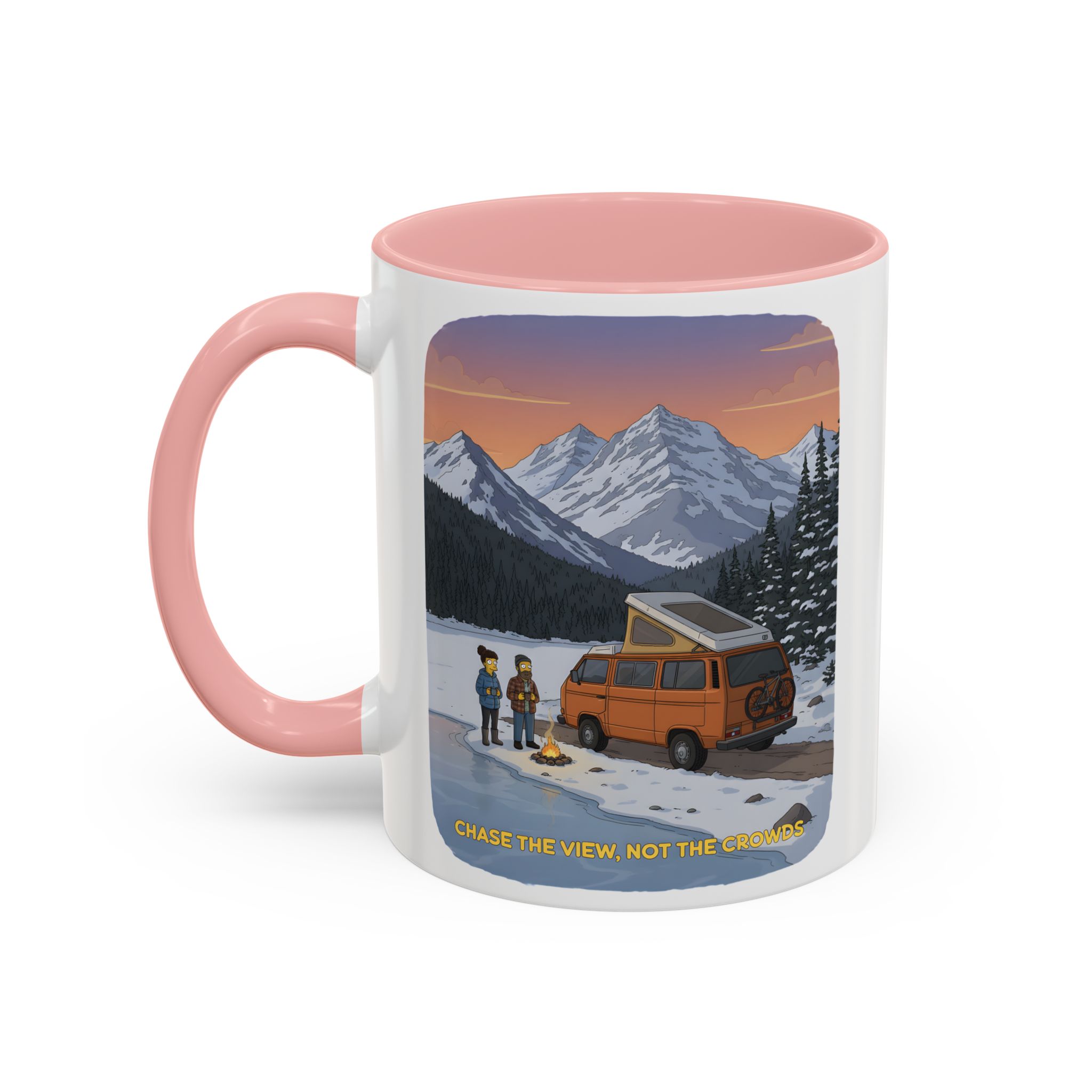 Accent Coffee Mug (11, 15oz) — "Chase The Views-Not The Crowds"" Design Sitcom-Line