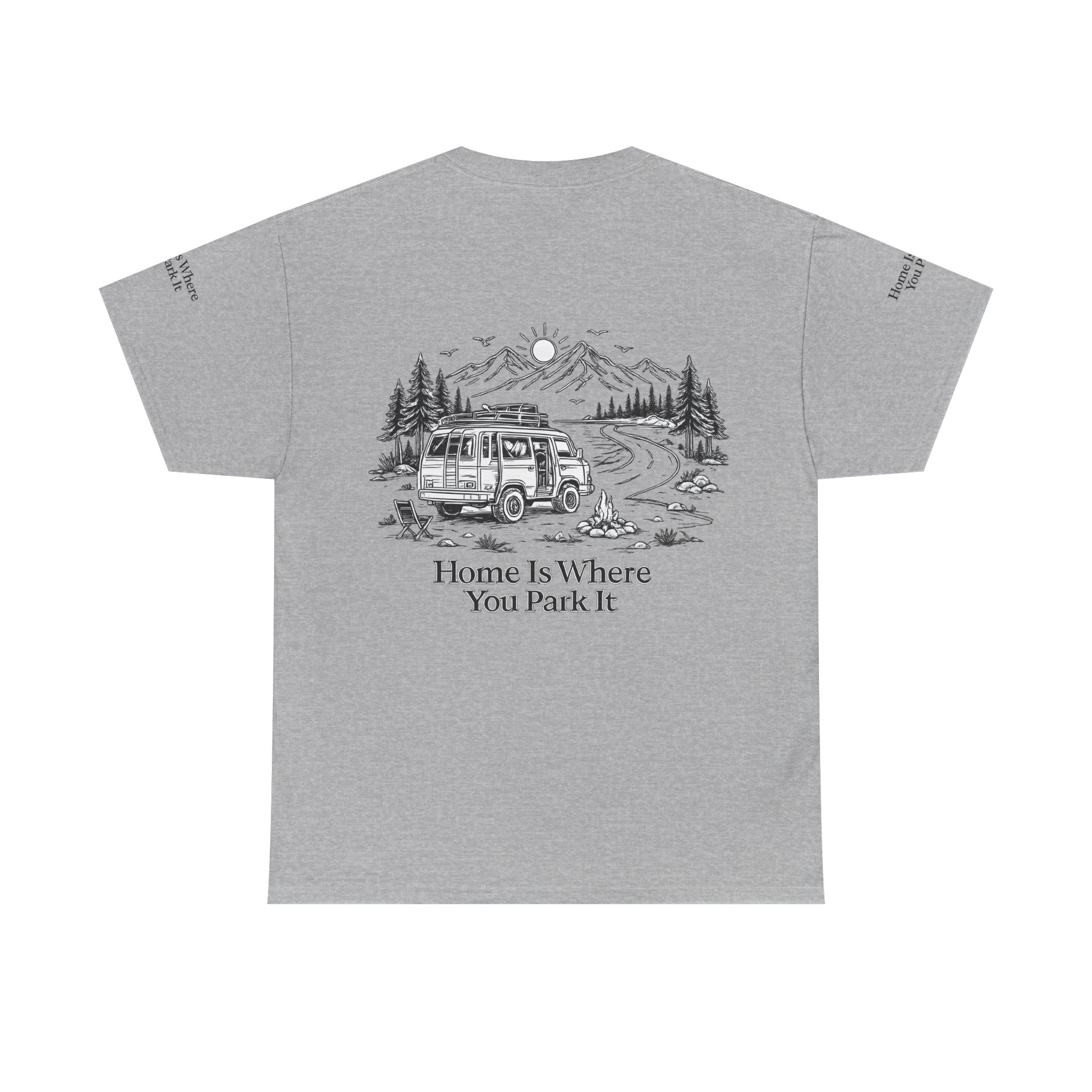 Unisex Heavy Cotton Tee — "Home Is Where You Park It" Design Minimal-Line