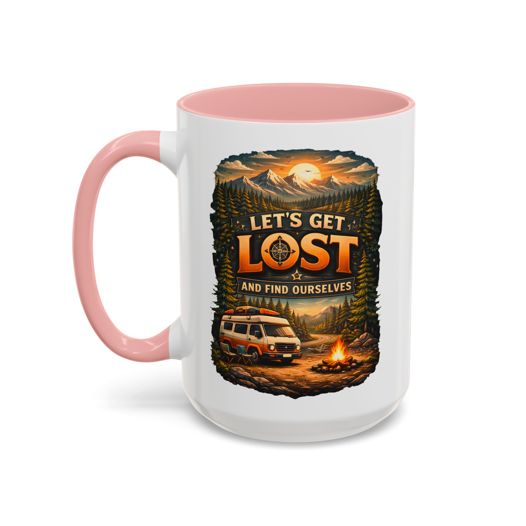 Accent Coffee Mug (11, 15oz) — "Let´s Get Lost And Find Ourselfs" Design Scenic-Line