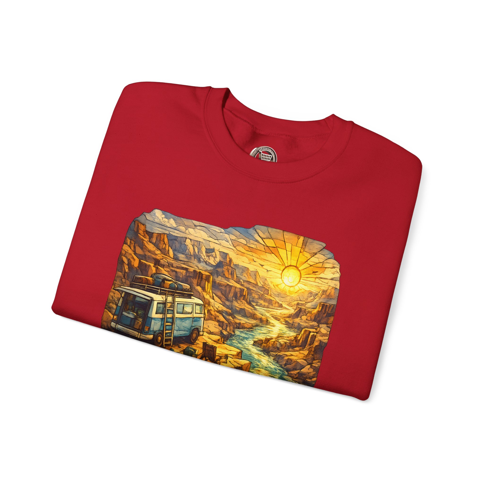15071120247775064169_2048.jpeg Unisex Heavy Blend™ Crewneck Sweatshirt — "Chase The Sun And Follow The Wind" Design Cubic-Line