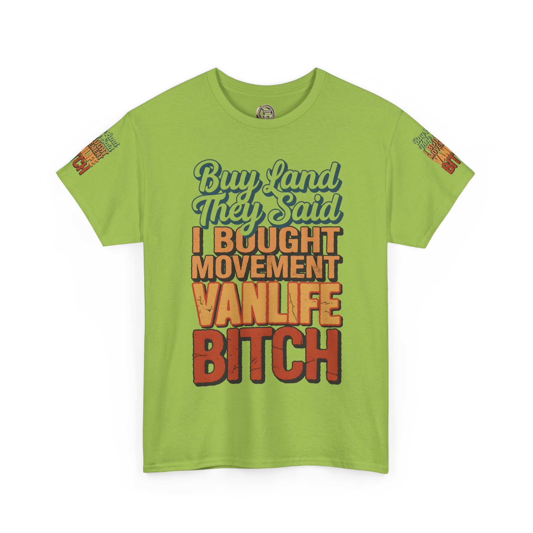 Unisex Heavy Cotton Tee — "Buy Land They Said" Design F**K-Line