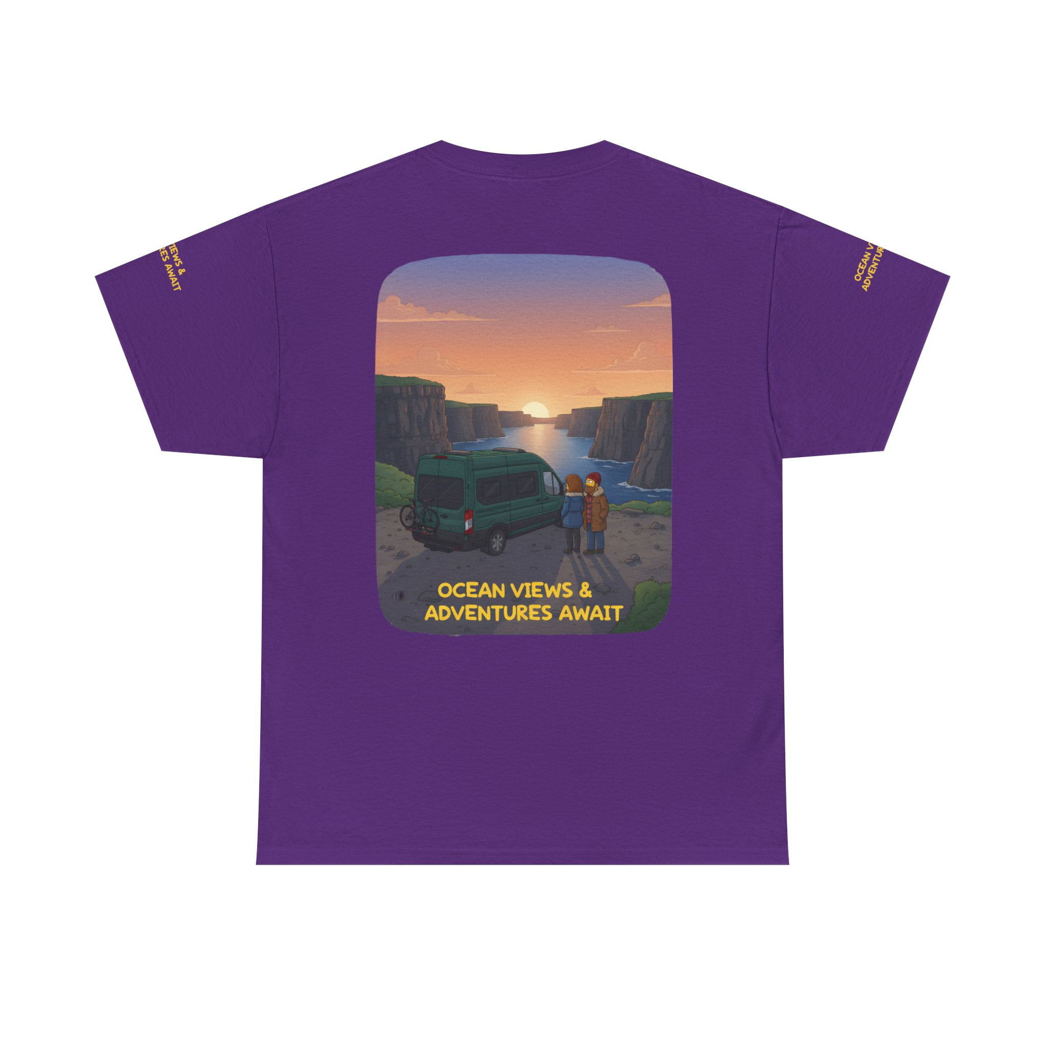 Unisex Heavy Cotton Tee — "Ocean Views-Adventures Awaits" Design Sitcom-Line