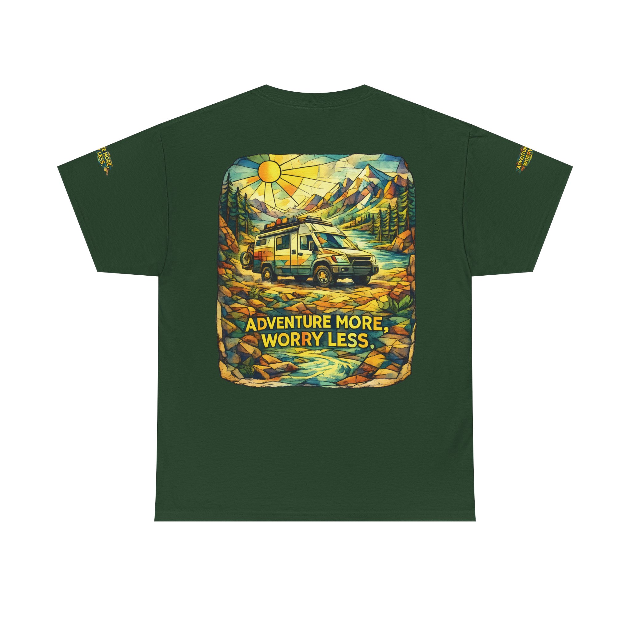 15080084490188516095_2048.jpeg Unisex Heavy Cotton Tee — "Adventure More Worry Less" Design Cubic-Line