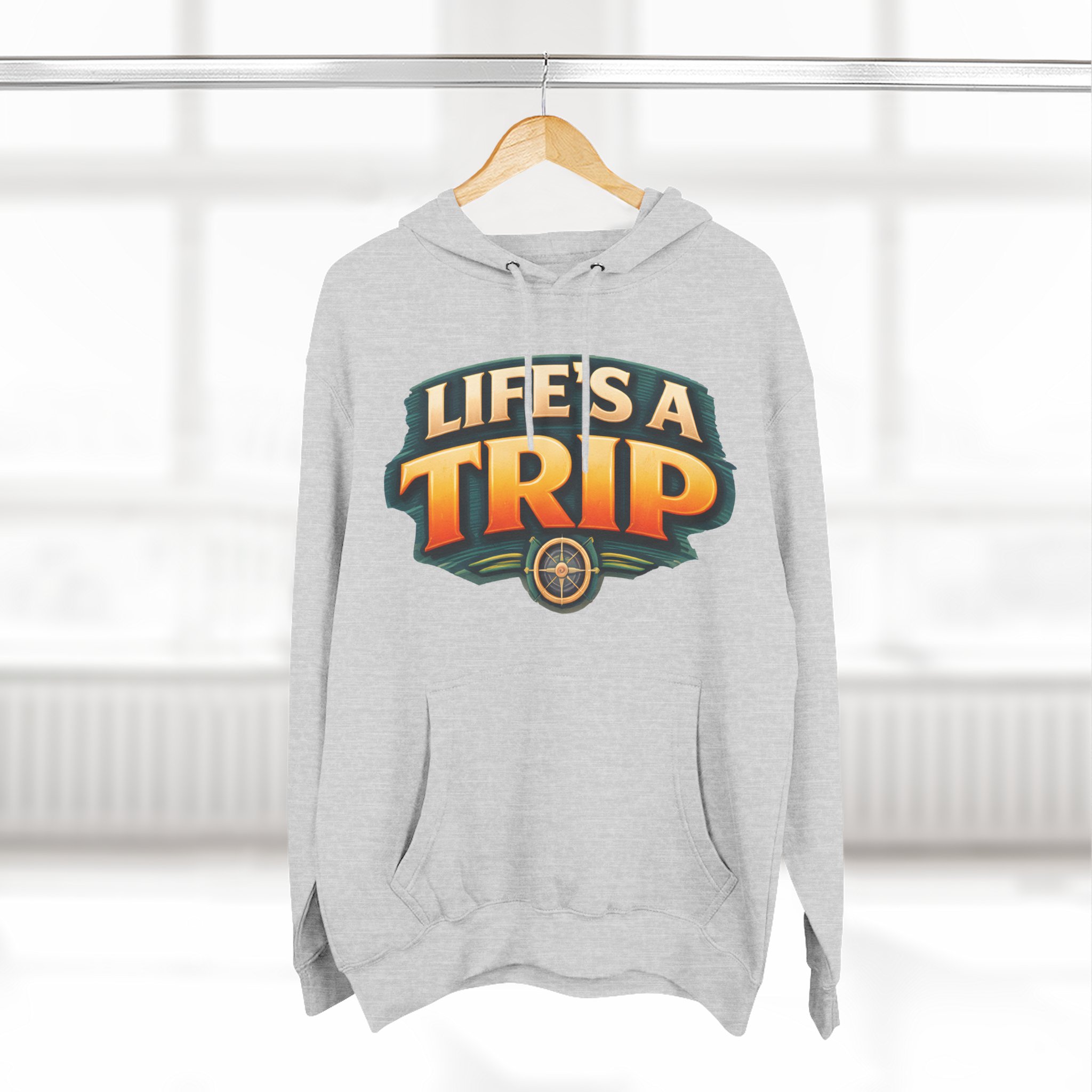 Three-Panel Fleece Hoodie - "Life s A Trip" Design Scenic-Line