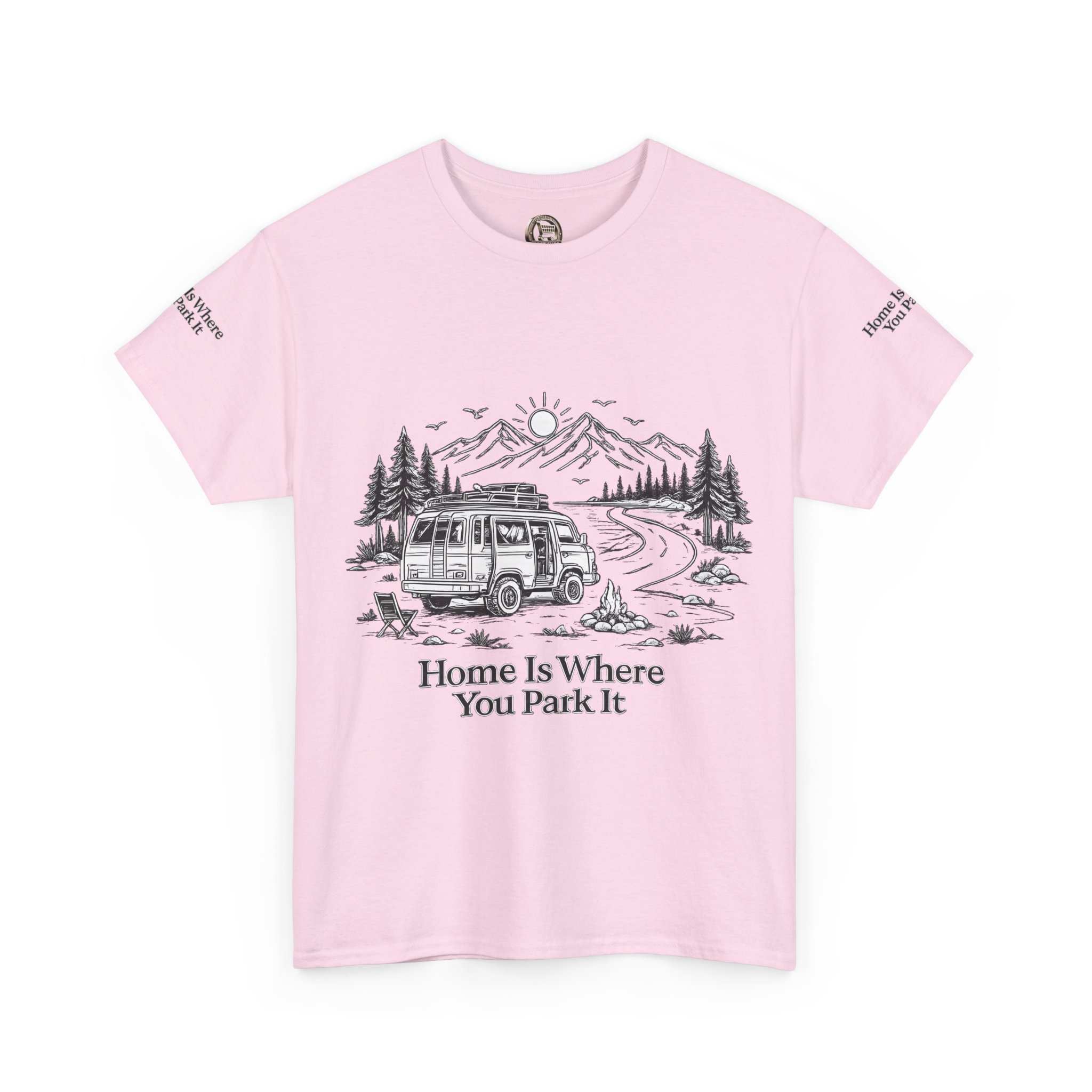 Unisex Heavy Cotton Tee — "Home Is Where You Park It" Design Minimal-Line