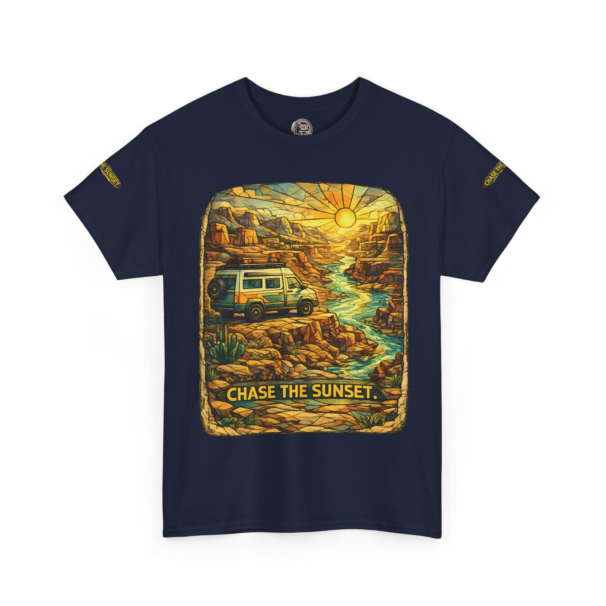 15095661162108106597_2048.jpeg Unisex Heavy Cotton Tee — "Chase The Sunset" Design Cubic-Line
