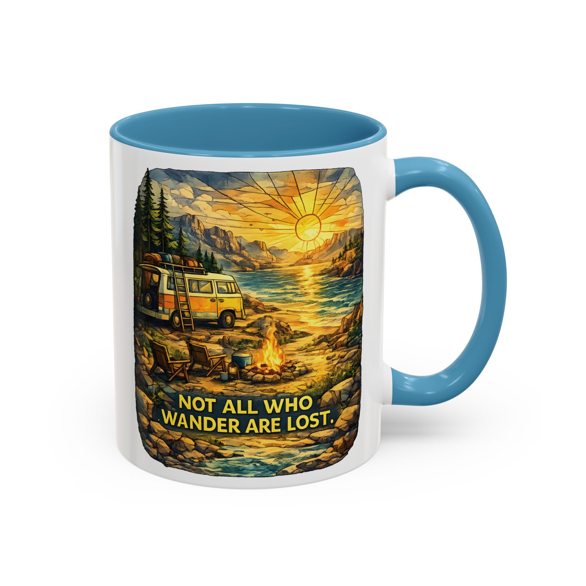 15100724997533097791_2048.jpeg Accent Coffee Mug (11, 15oz) — "Not All Who Wander Are Lost" Design Cubic-Line