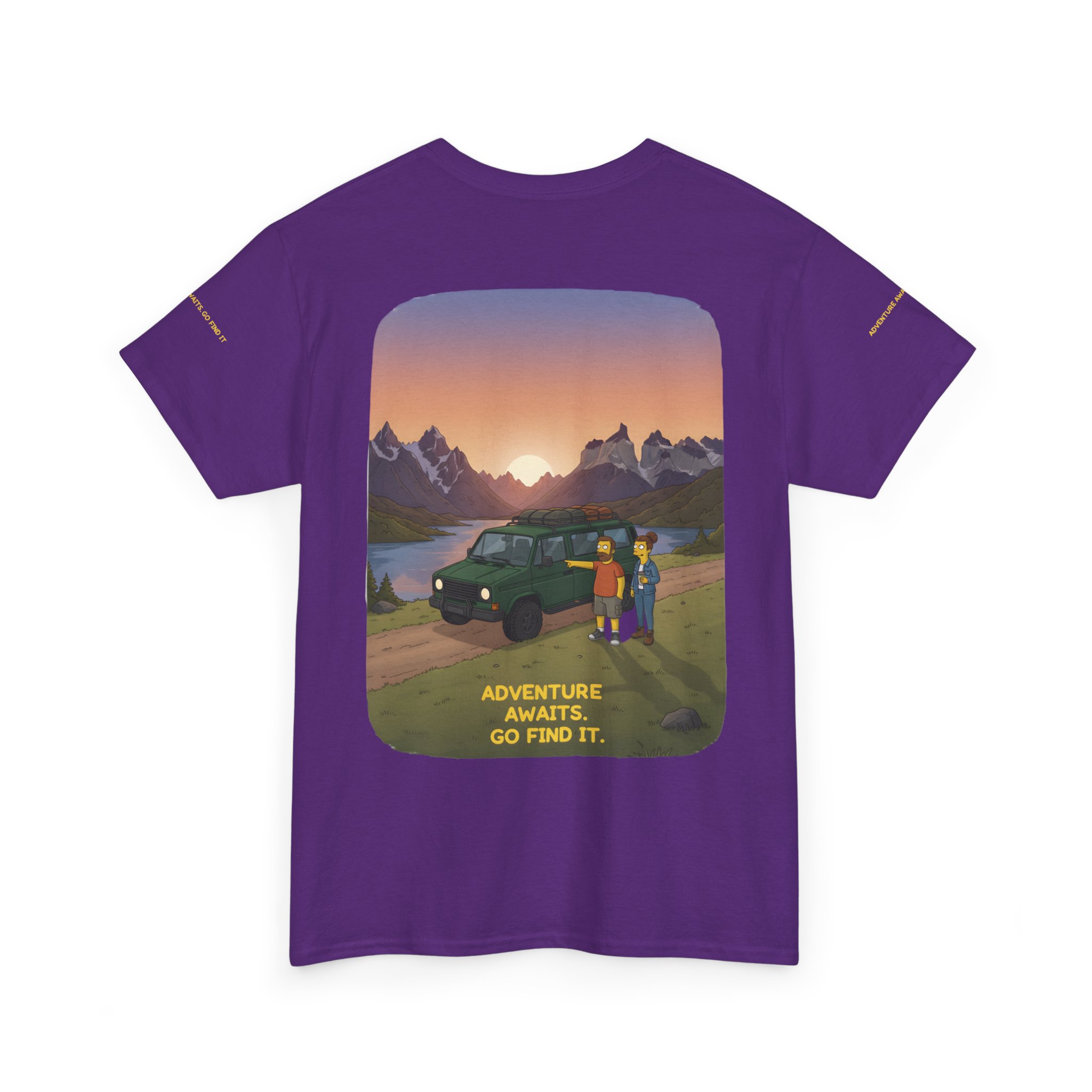 Unisex Heavy Cotton Tee — "Adventure Awaits-Go Find It" Design Sitcom-Line