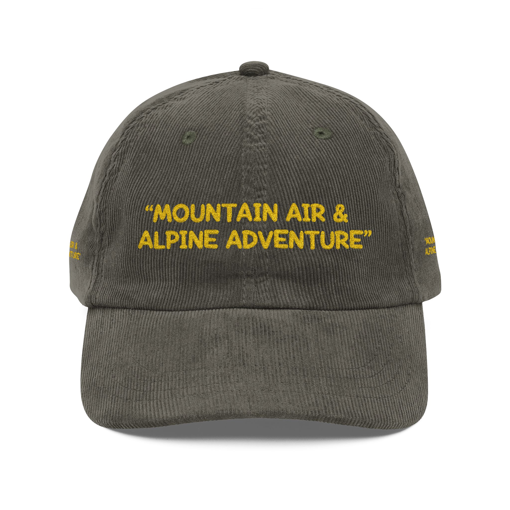 Vintage Corduroy Cap (Embroidery) — "Mountain Air & Alpine Adventure" Embroidered Hat