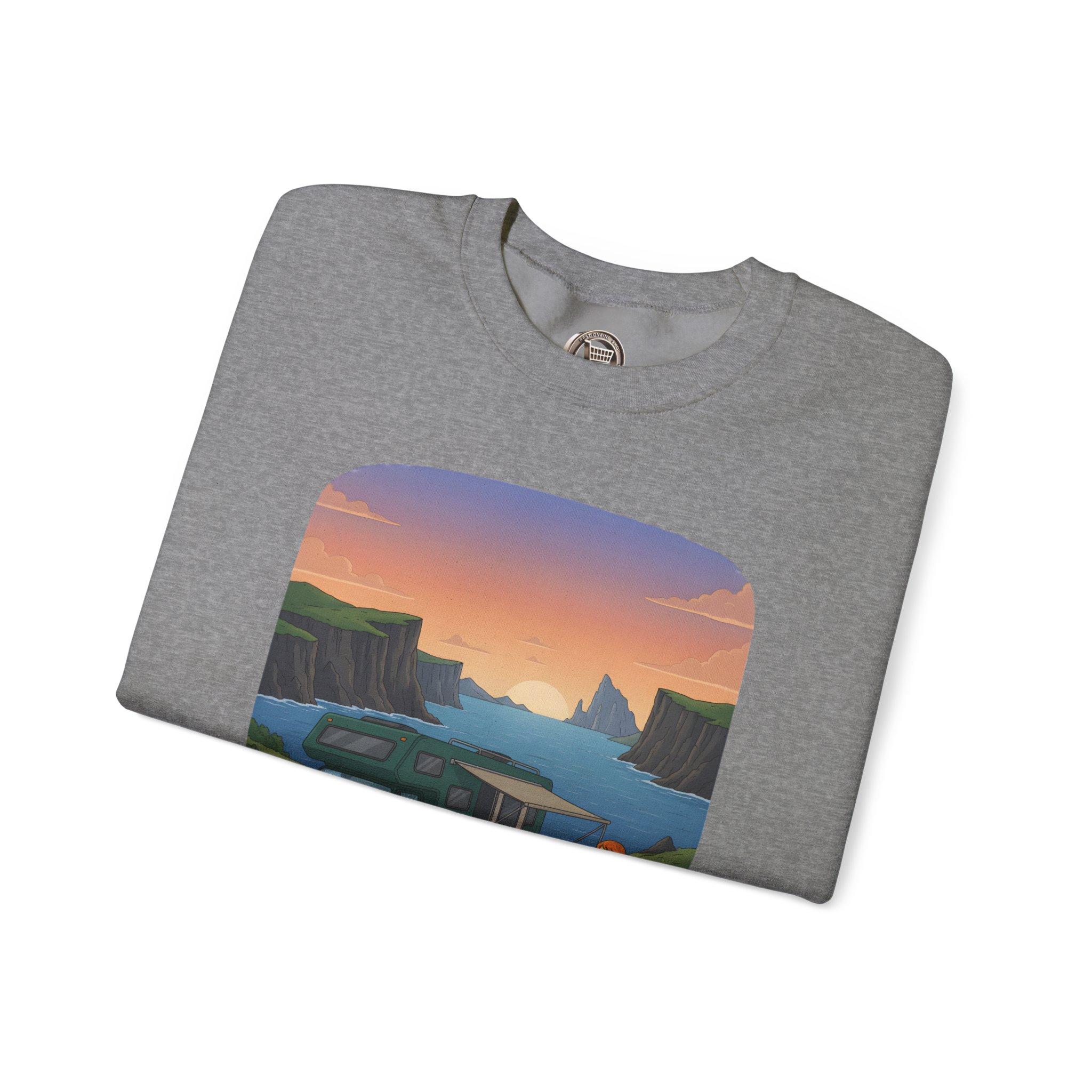 Unisex Heavy Blend™ Crewneck Sweatshirt — "Adventure Awaits-Go Find It"" Design Sitcom-Line