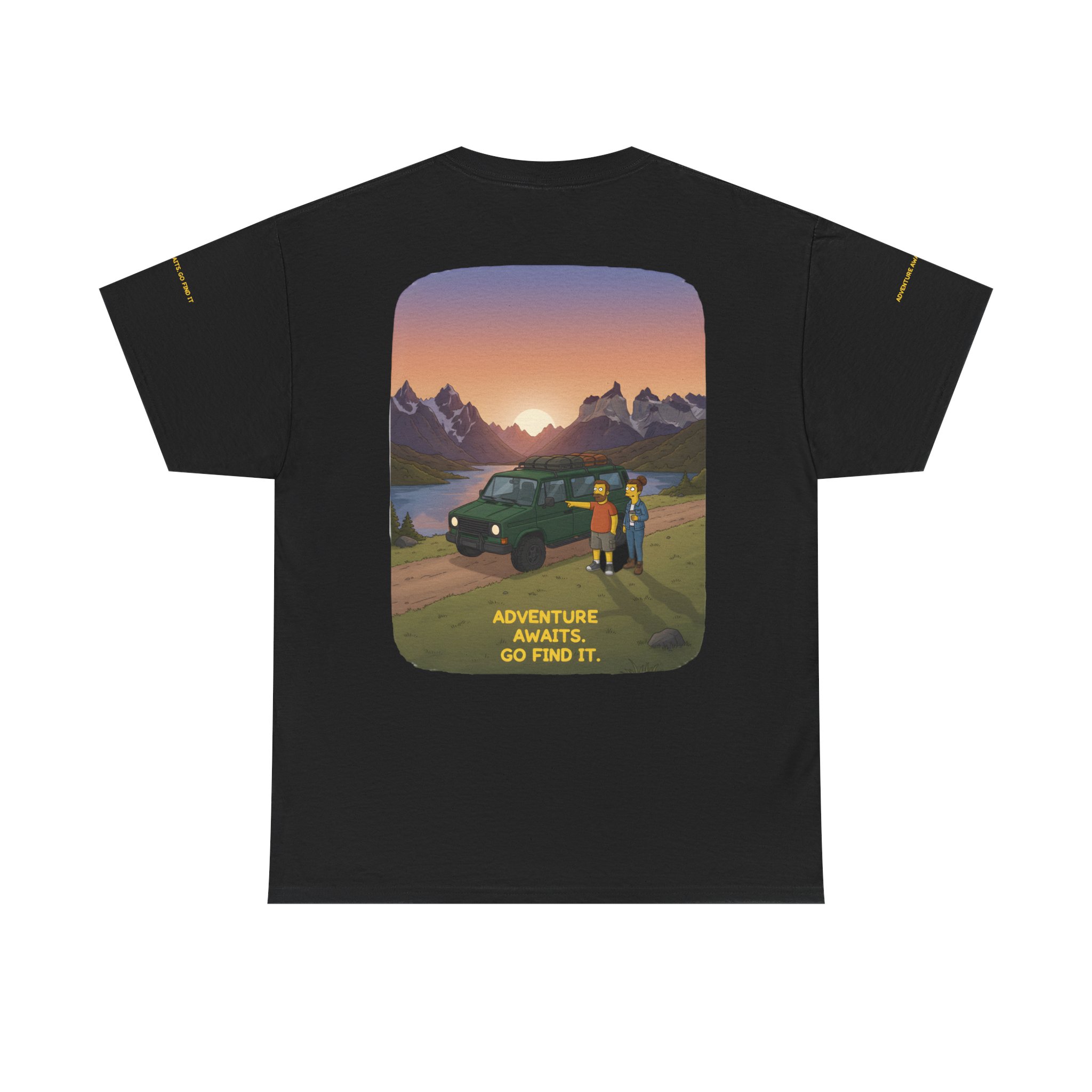Unisex Heavy Cotton Tee — "Adventure Awaits-Go Find It" Design Sitcom-Line