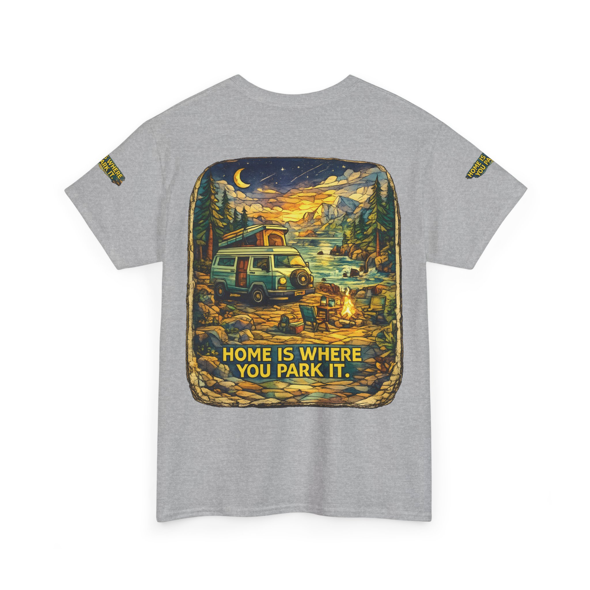 Unisex Heavy Cotton Tee — "Home Is Where You Park It" Design Cubic-Line