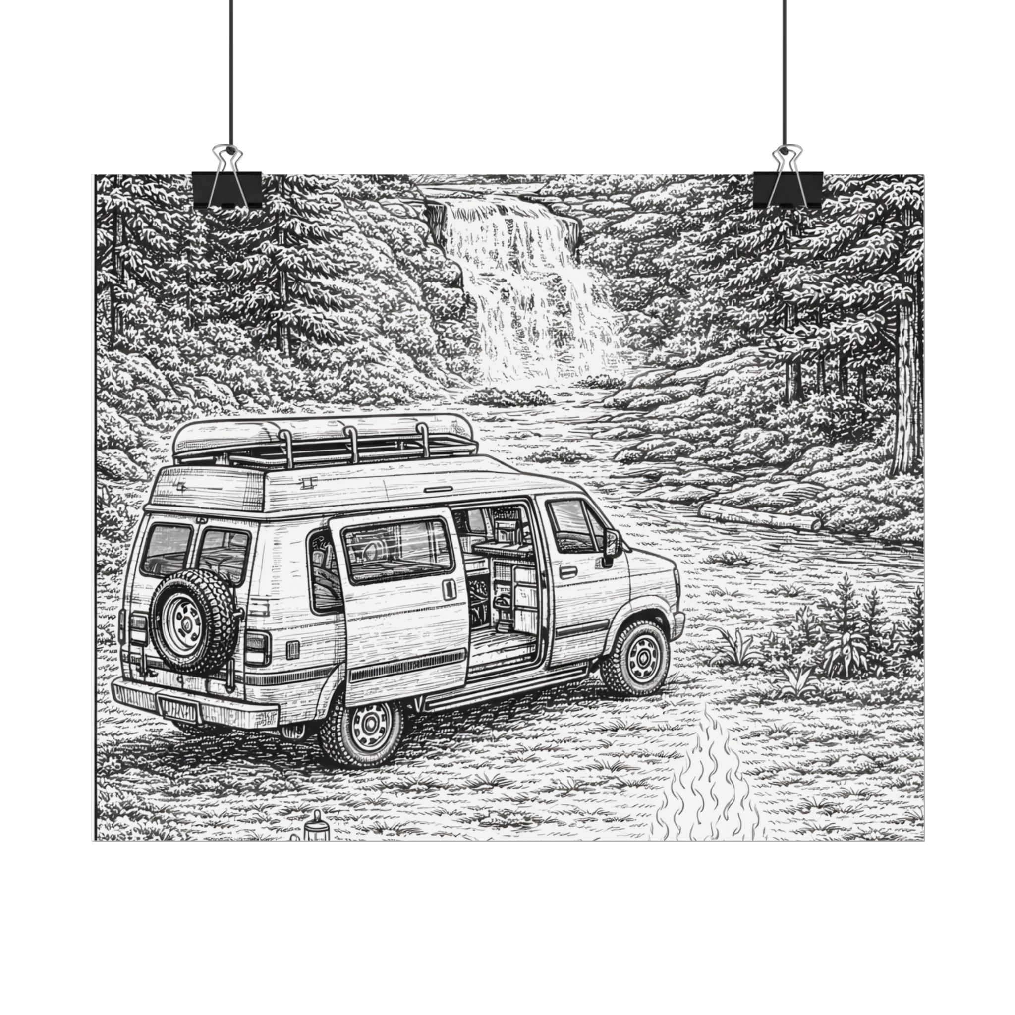 Campervan Poster — Vintage RV Camping Landscape Wall Art