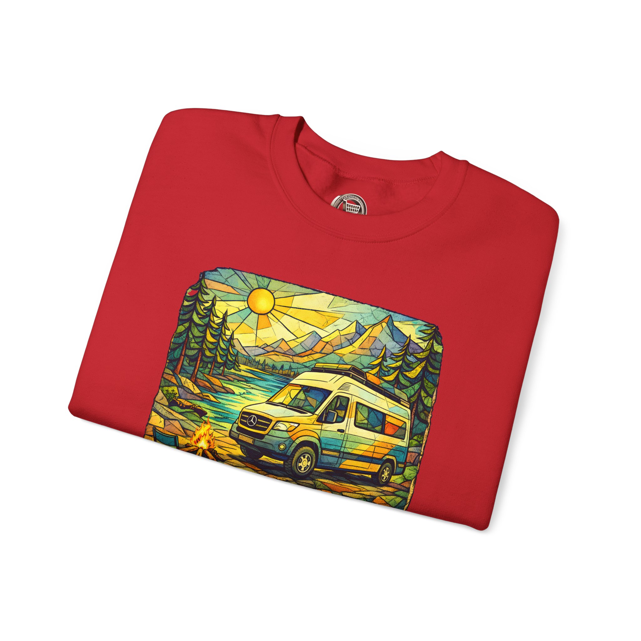 Unisex Heavy Blend™ Crewneck Sweatshirt — "Go Where You Feel Most Alive" Design Cubic-Line