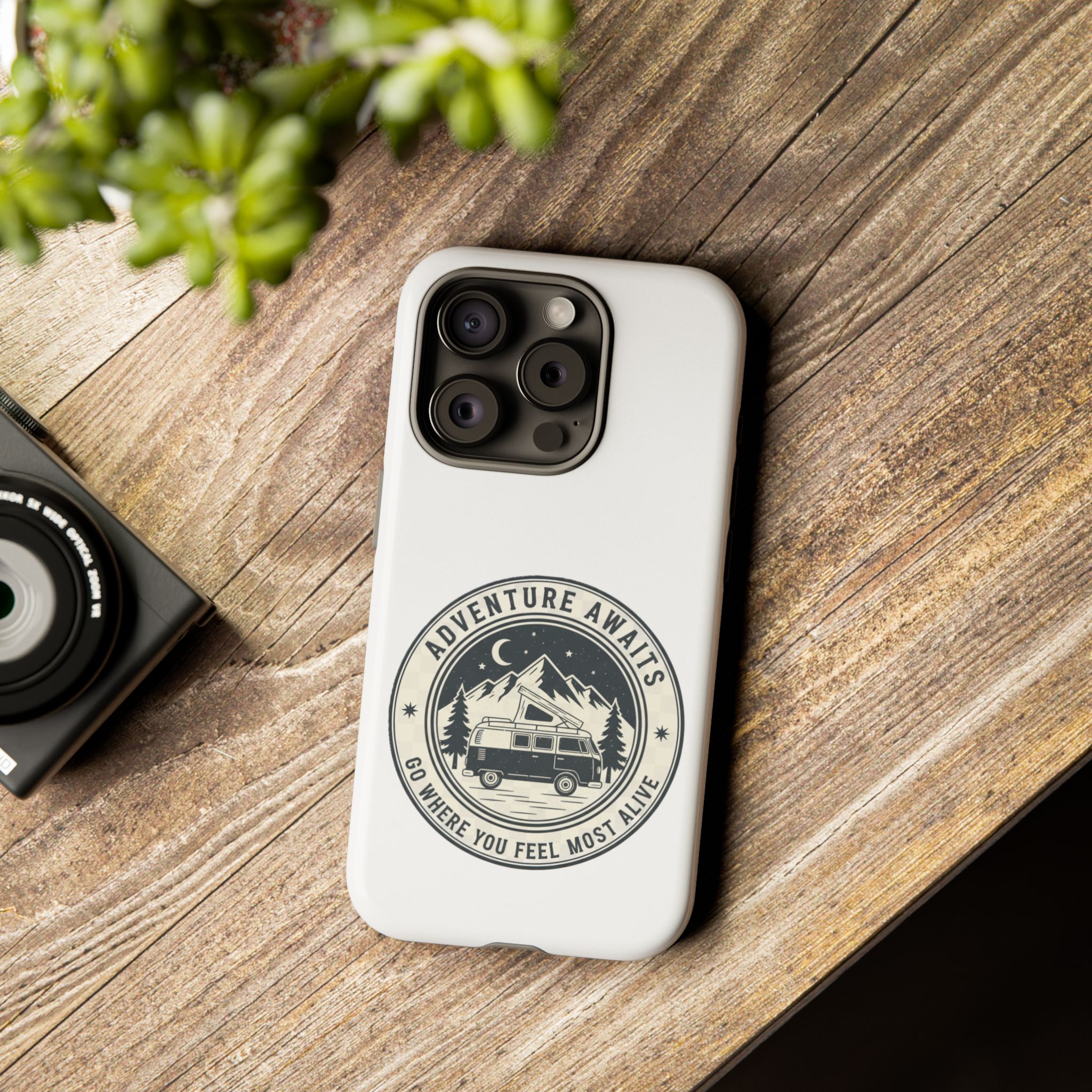 Phone Case — "Adventure Awaits-Go Where You Feel Most Alive" Camper Van Design