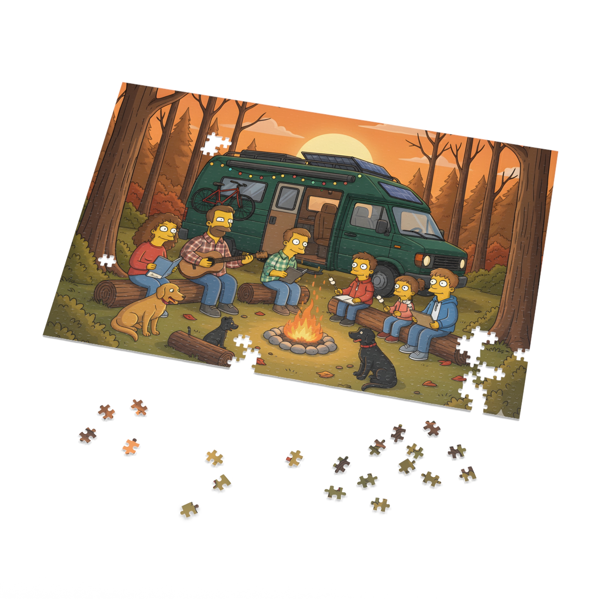 Jigsaw Puzzle with Tin — Scenic Camper Van Campfire