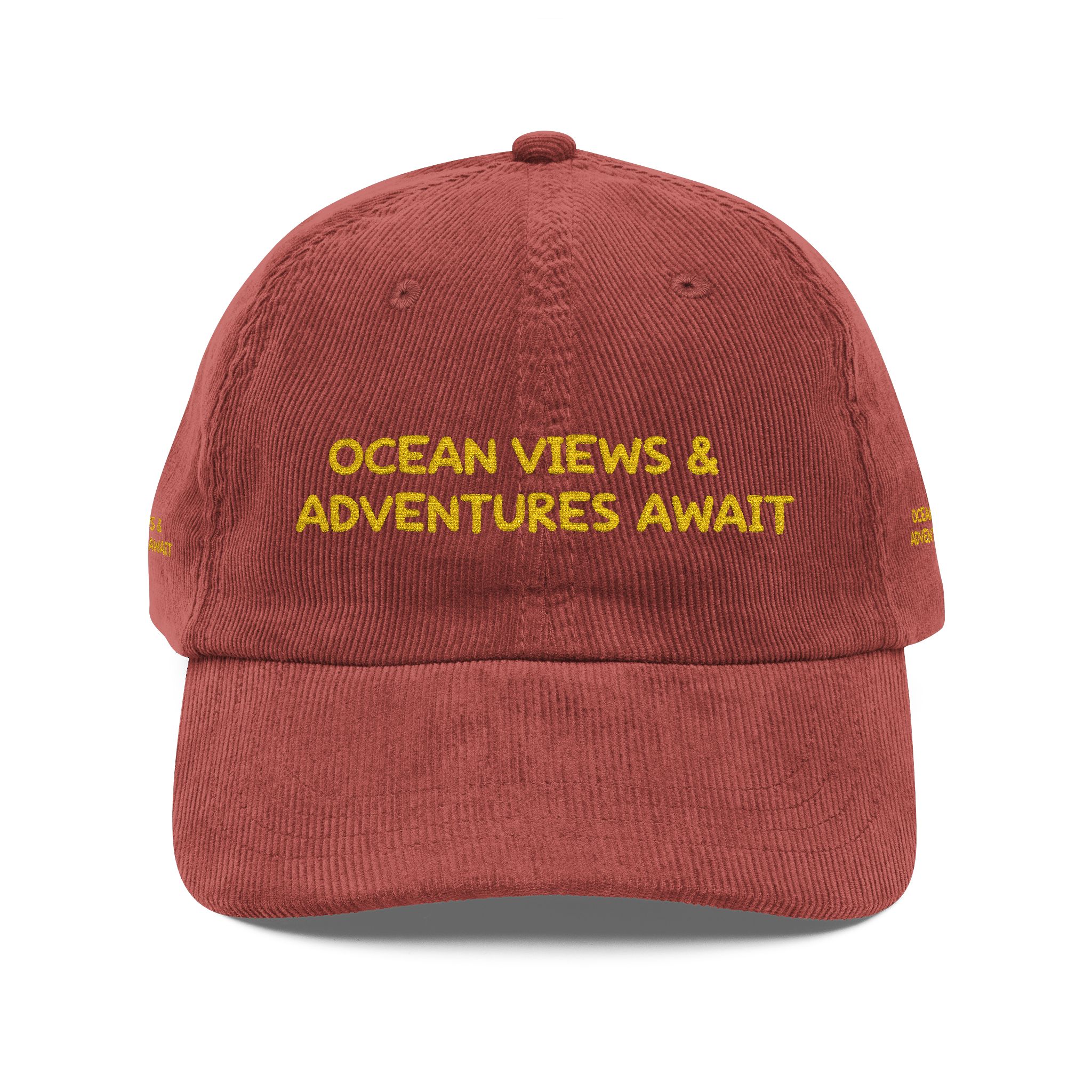 15135676197963201409_2048-1.jpeg Vintage Corduroy Cap (Embroidery) — "Ocean Views & Adventures Awaits" Embroidered Hat