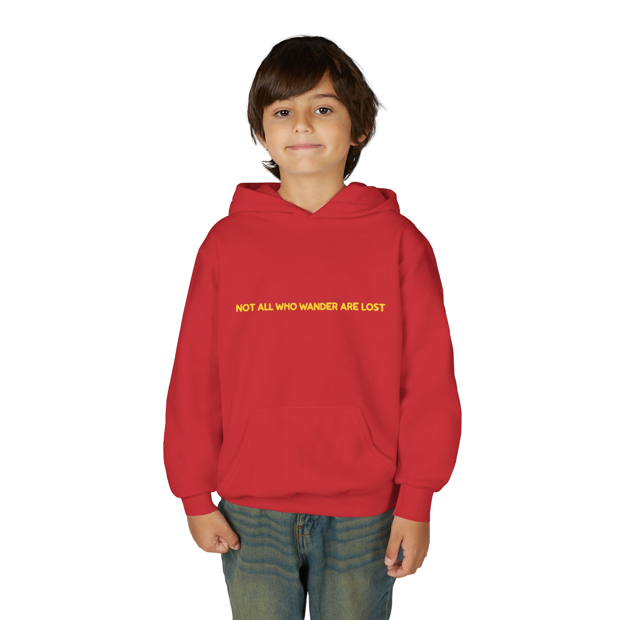 Youth Hoodie(Gildan) – "Not All Who Wander Are Lost" (Design Sitcom-Line)