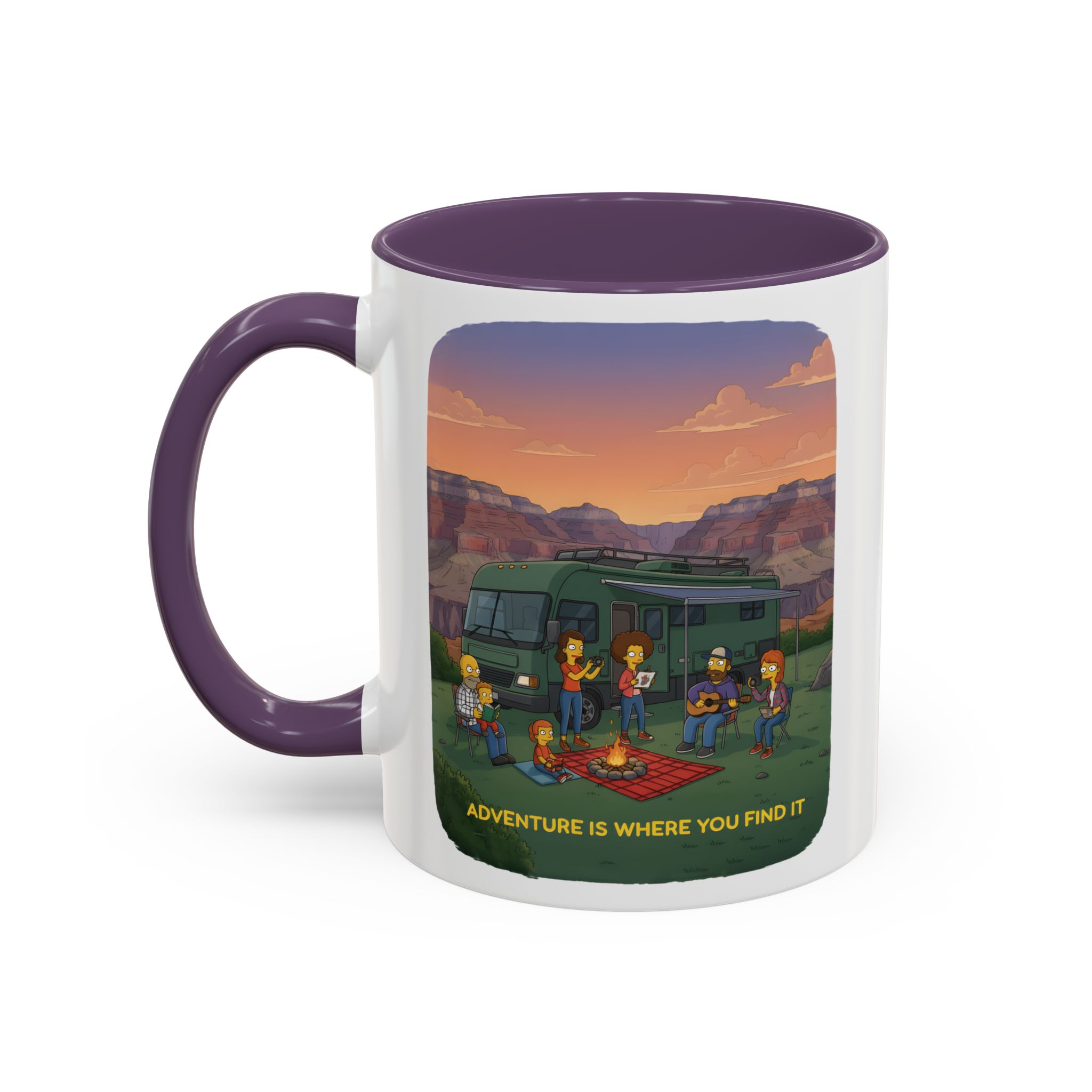 Accent Coffee Mug (11, 15oz) — "Adventure Is Where You Find It" Design Sitcom-Line