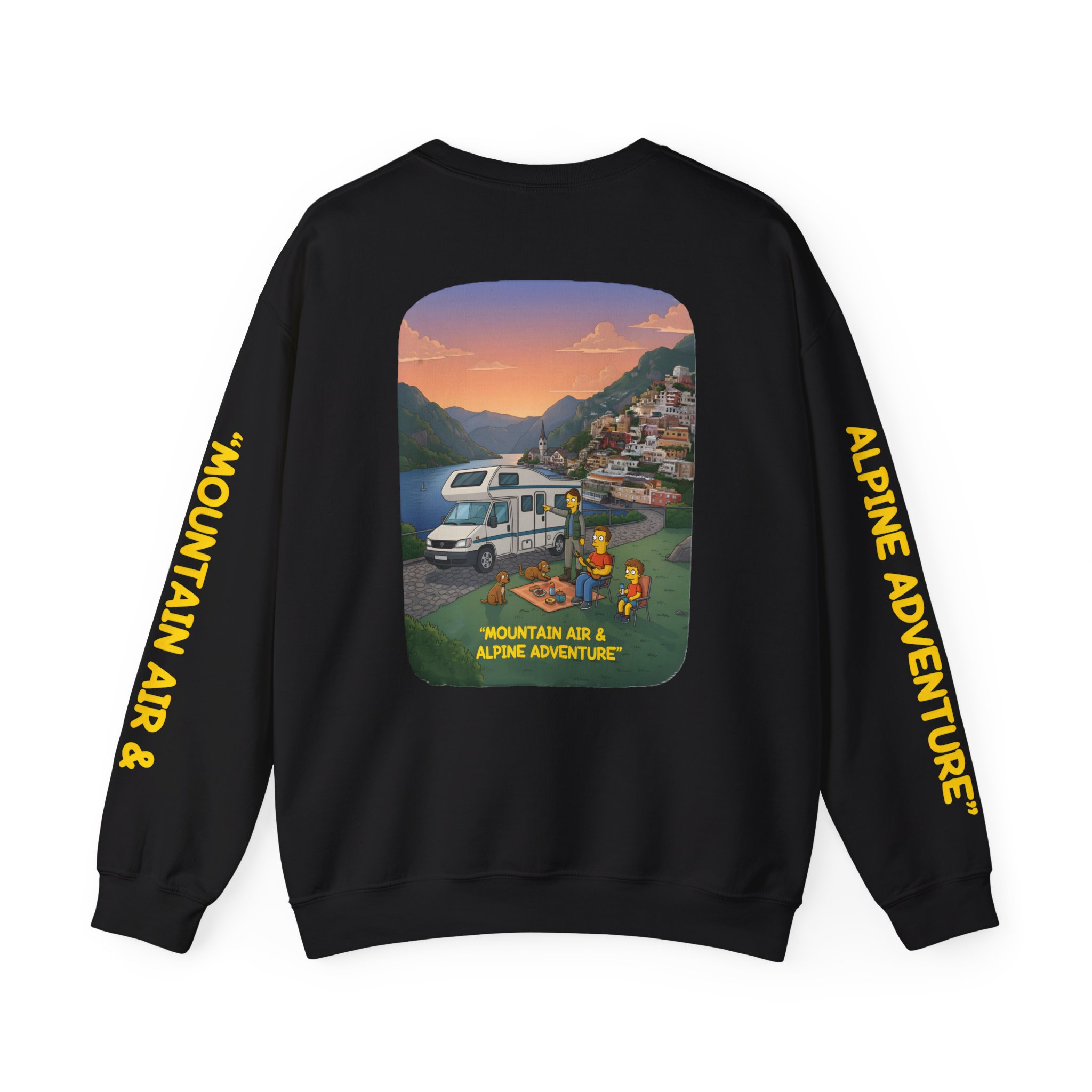 Unisex Heavy Blend™ Crewneck Sweatshirt — "Mountain Air-Alpine Adventure" Design Sitcom-Line