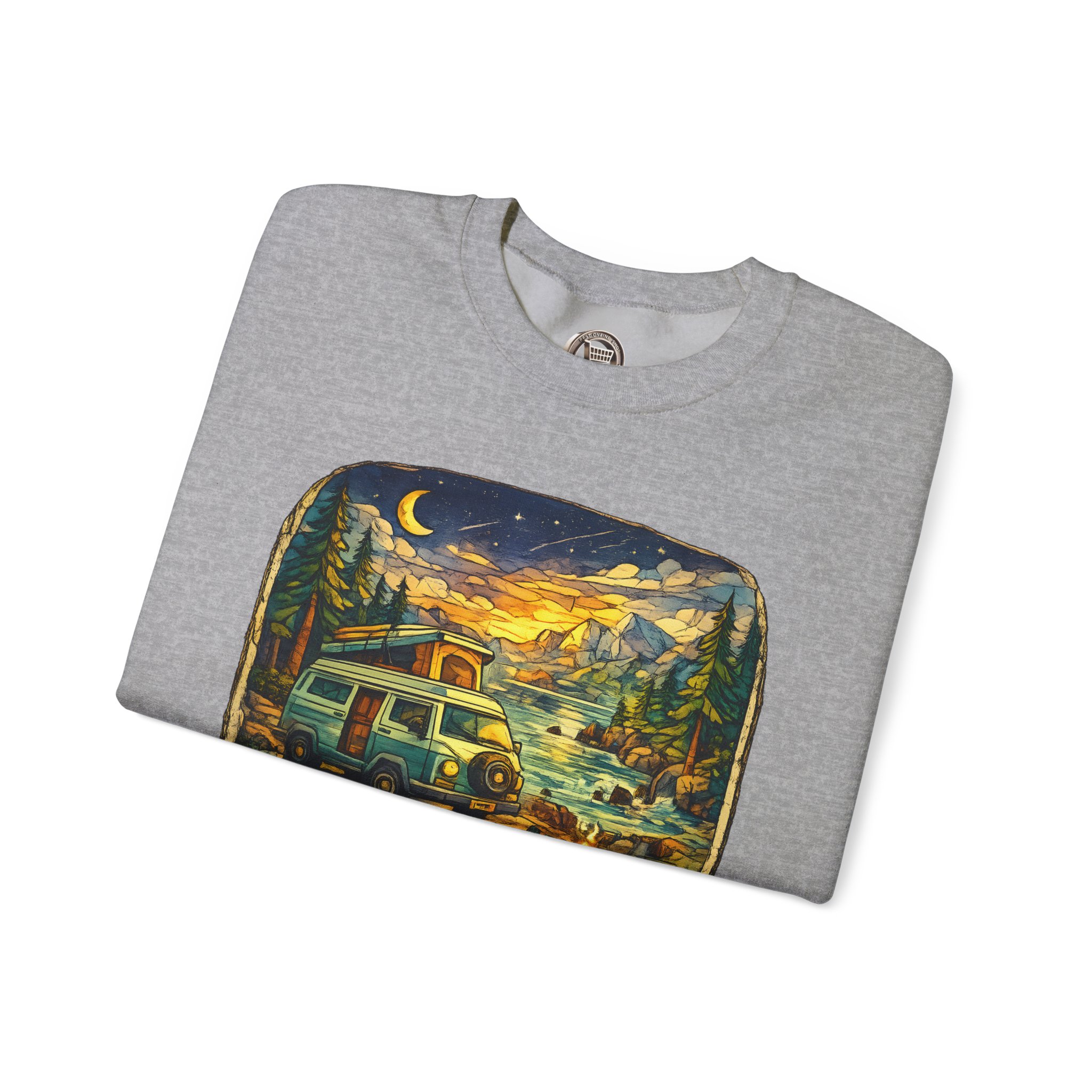 Unisex Heavy Blend™ Crewneck Sweatshirt — "Home Is Where You Park It" Design Cubic-Line