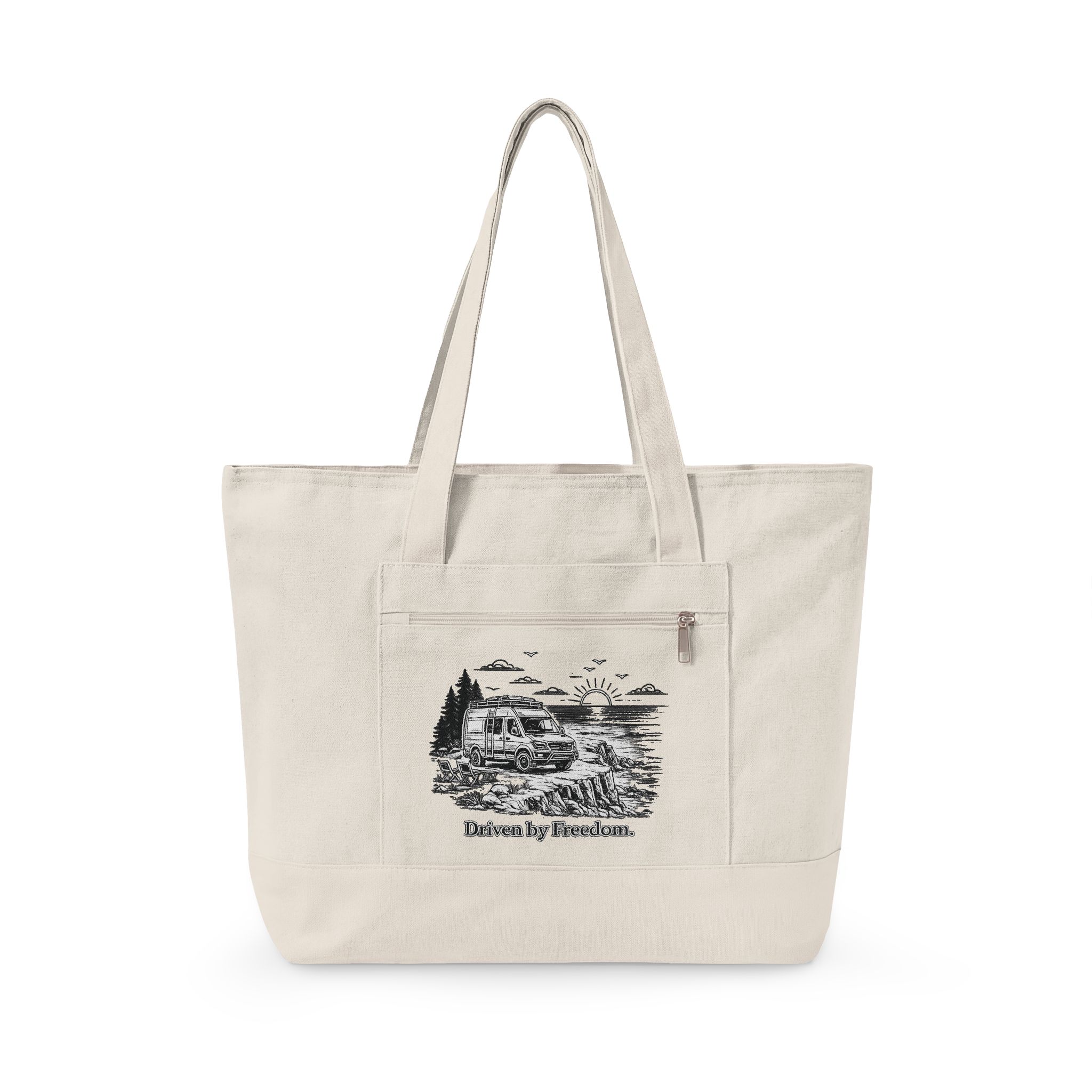 15155926082106185786_2048.jpeg Zippered Canvas Tote — "Drive By Freedom" (Design Minimal-Line)