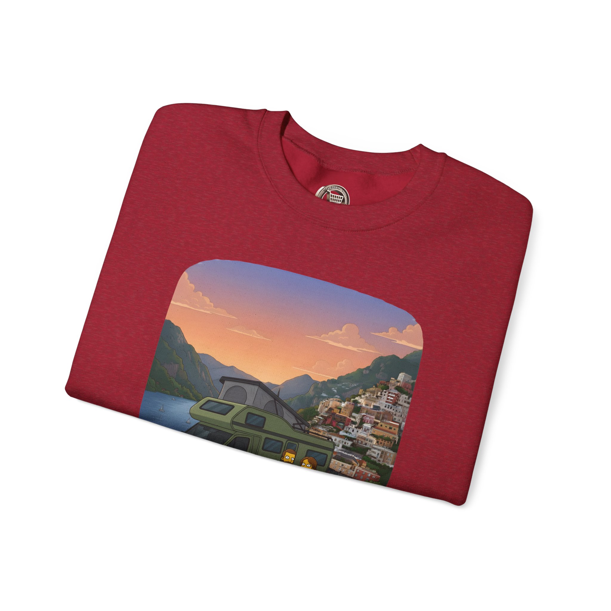 Unisex Heavy Blend™ Crewneck Sweatshirt — "Mountain Air And Alpine Adventure"" Design Sitcom-Line