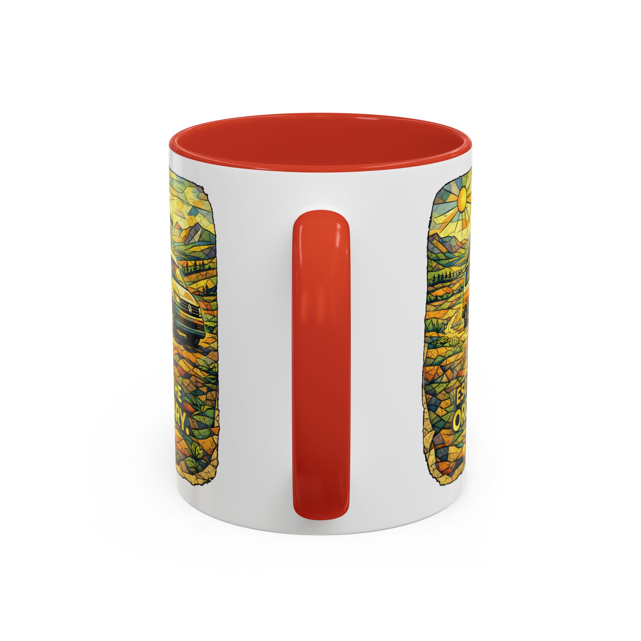 Accent Coffee Mug (11, 15oz) — "Escape The Ordinary" Design Cubic-Line