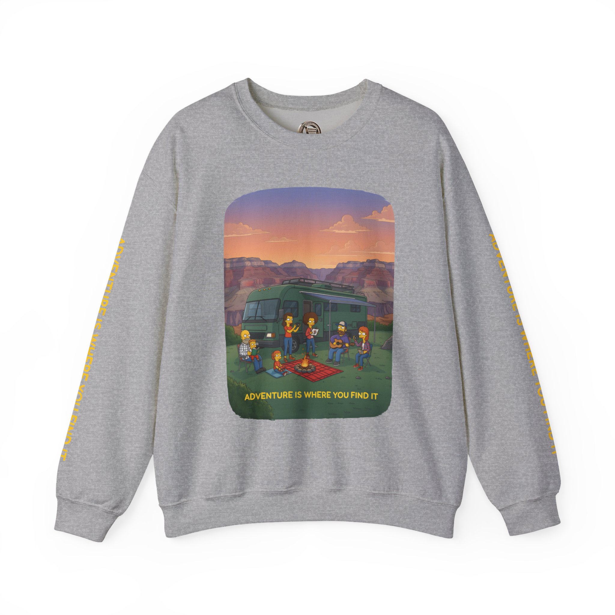Unisex Heavy Blend™ Crewneck Sweatshirt — "Adventure Is Where You Find It" Design Sitcom-Line