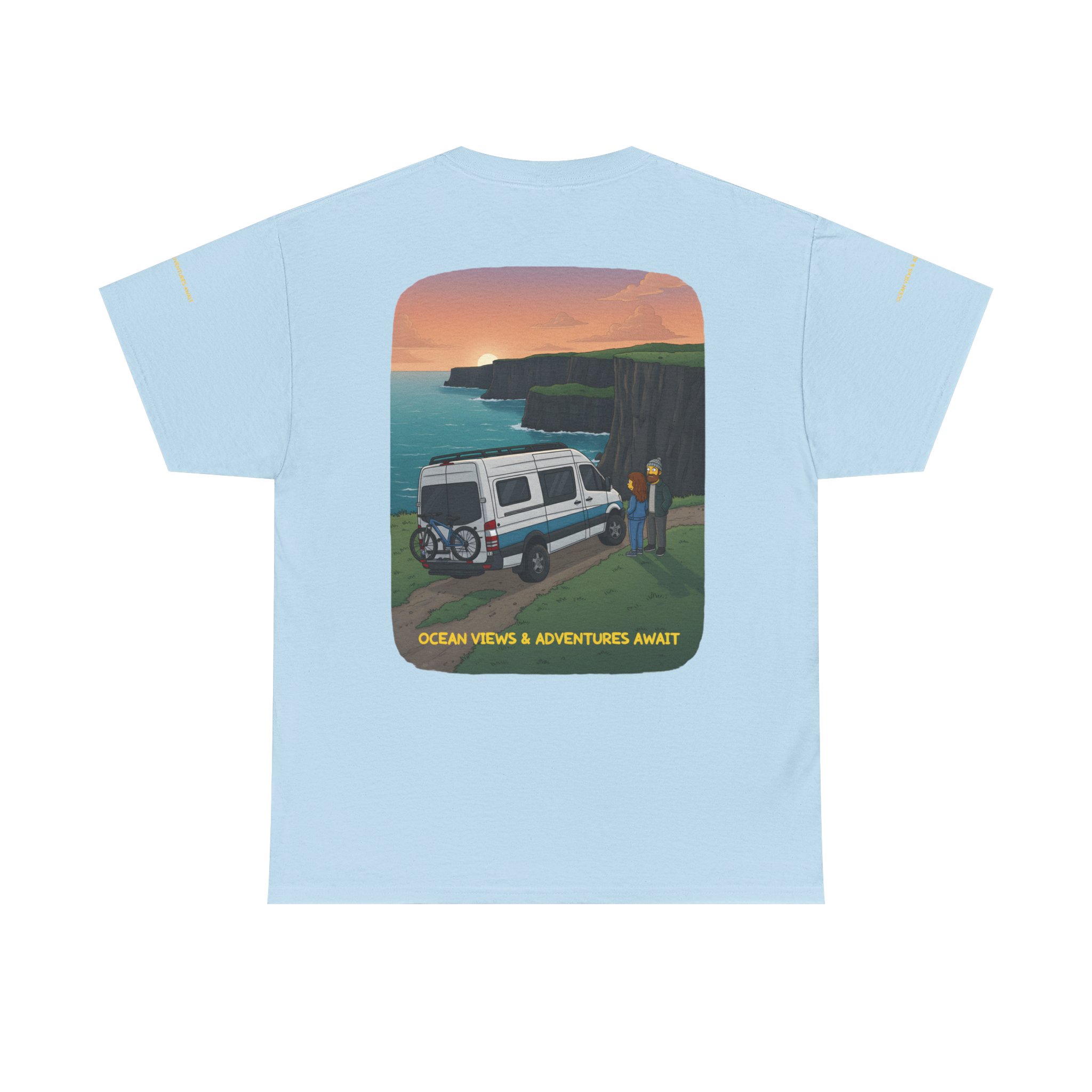 Unisex Heavy Cotton Tee — "Ocean Views-Adventures Awaits" Design Sitcom-Line