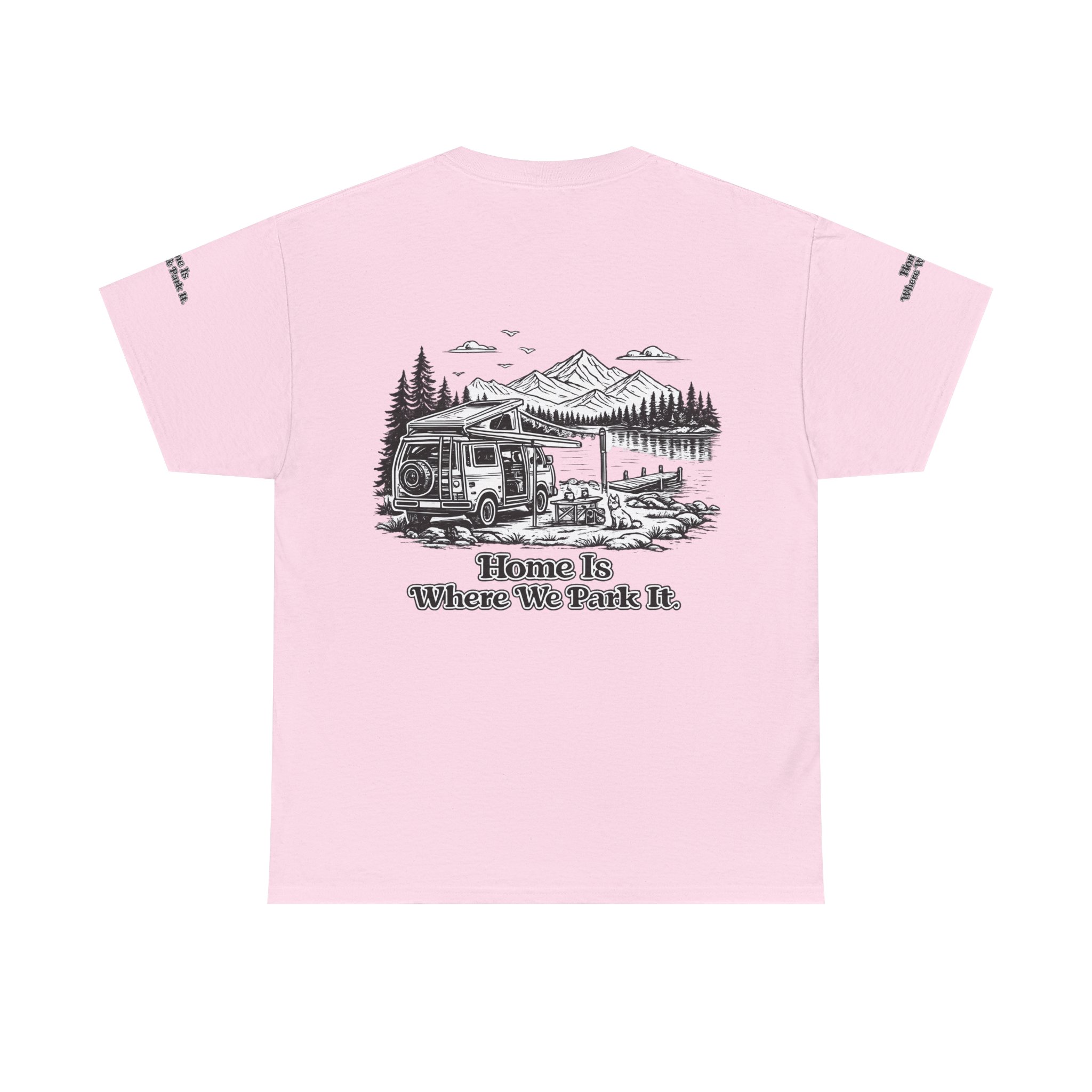 Unisex Heavy Cotton Tee — "Home Is Where You Park It" Design Minimal-Line