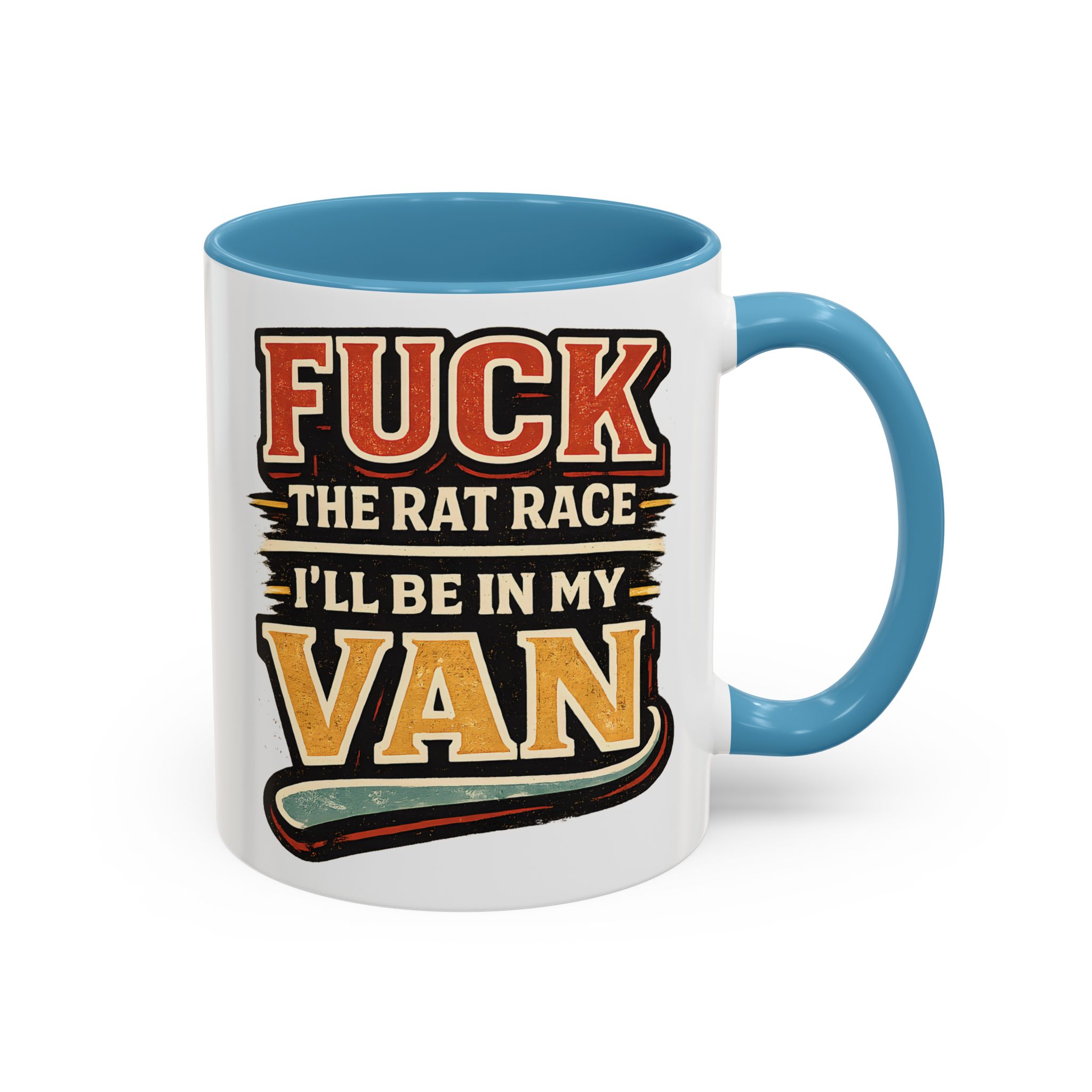 Accent Coffee Mug (11, 15oz) — "Fuck The Rat Race" Design F**K-Line