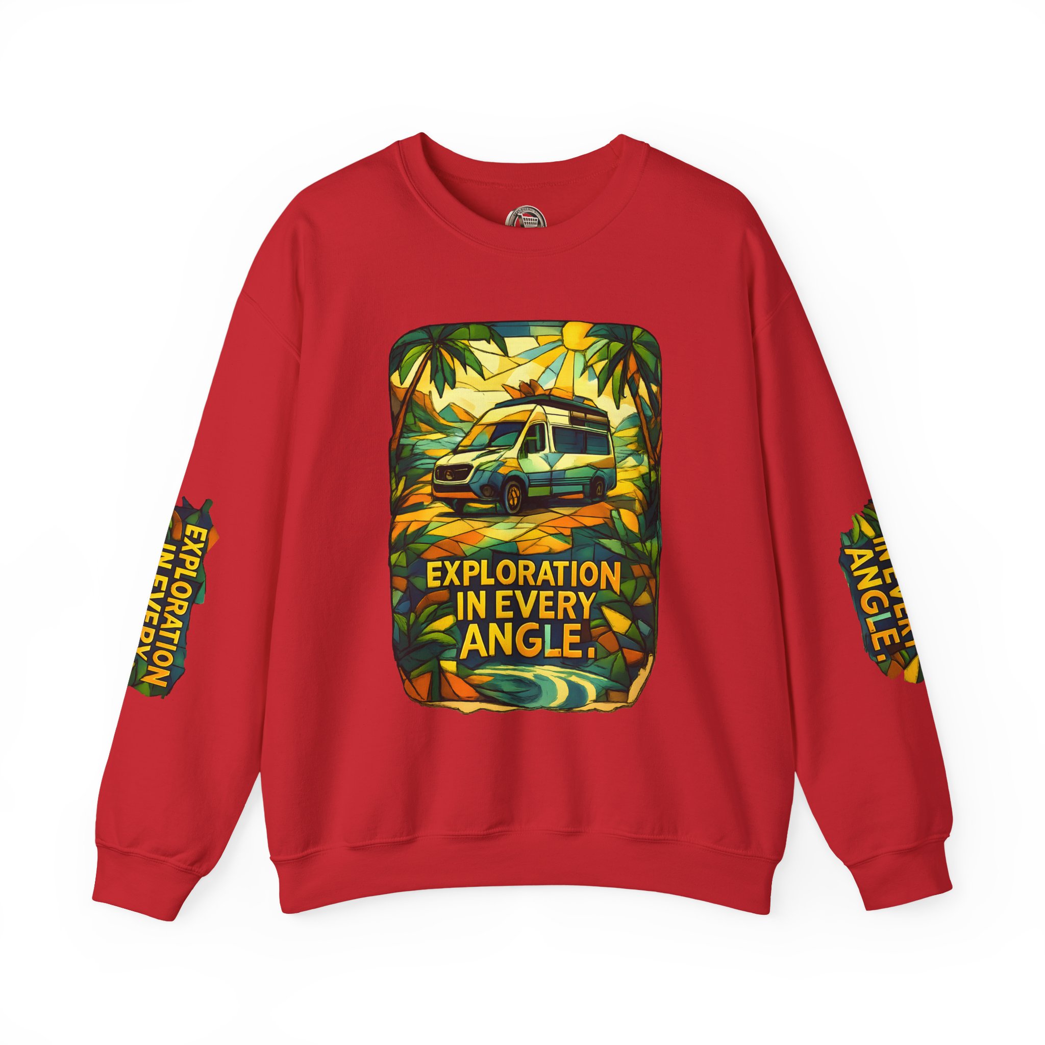 Unisex Heavy Blend™ Crewneck Sweatshirt — "Exploration In Every Angle" Design Cubic-Line
