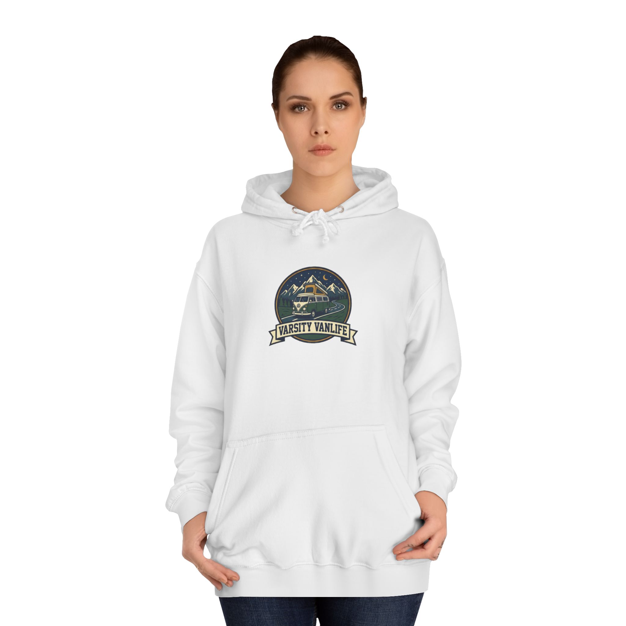 Hoodie — 'Varsity Vanlife-Adventure Academy ' College Road Trip Sweatshirt