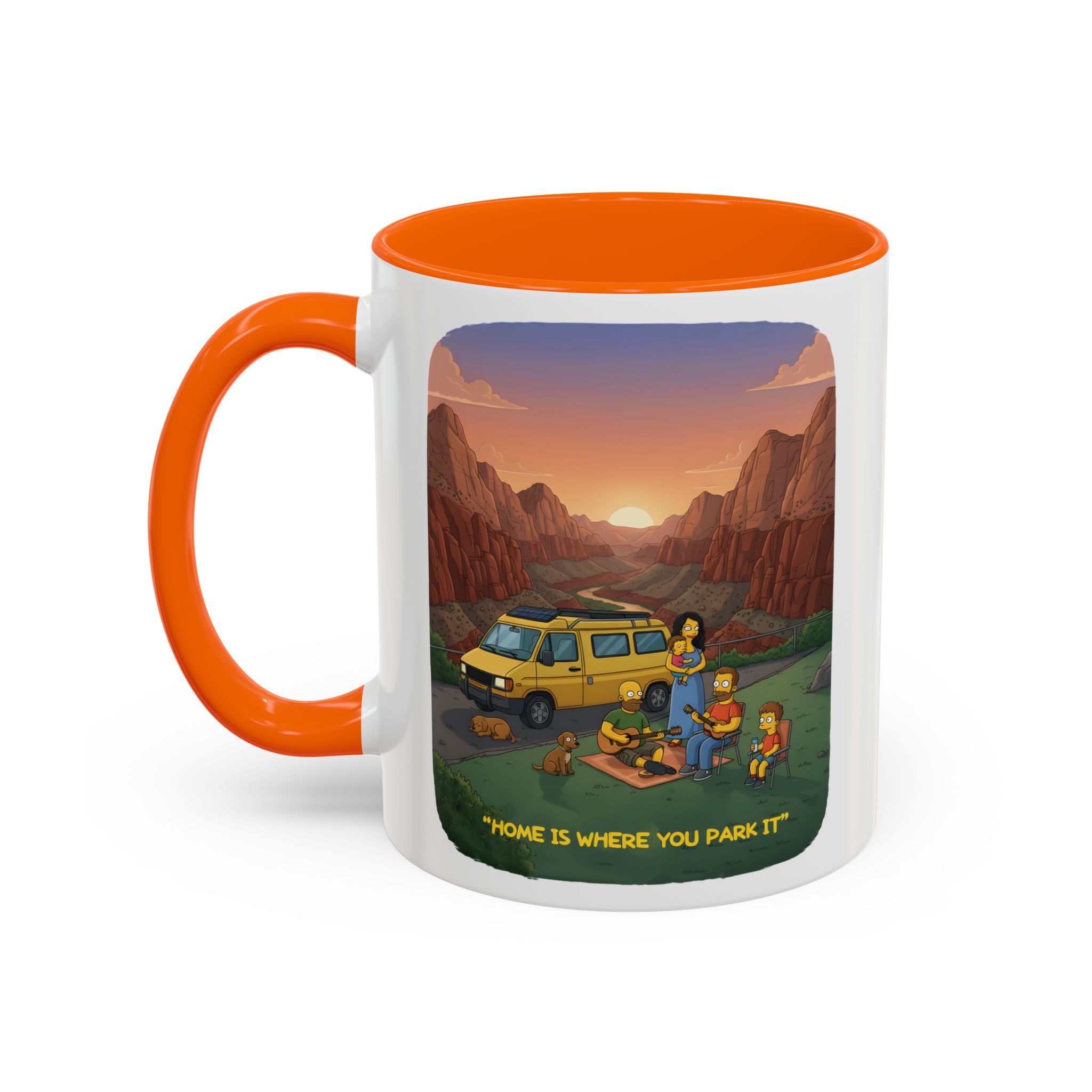 Accent Coffee Mug (11, 15oz) — "Home Is Where You Park It" Design Sitcom-Line