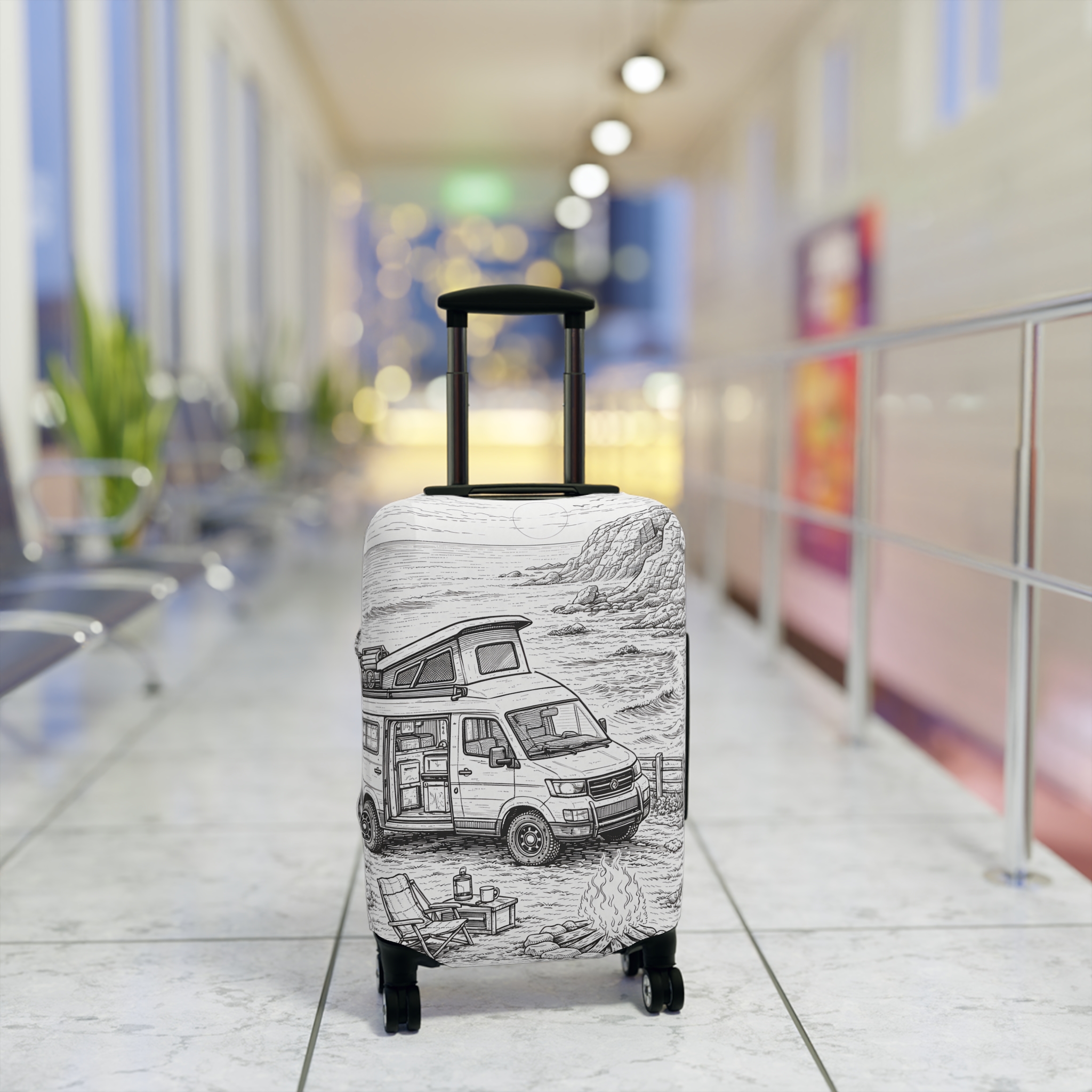 15175506339684324123_2048.jpeg Luggage Cover — Adventure Camper Sketch Travel Suitcase