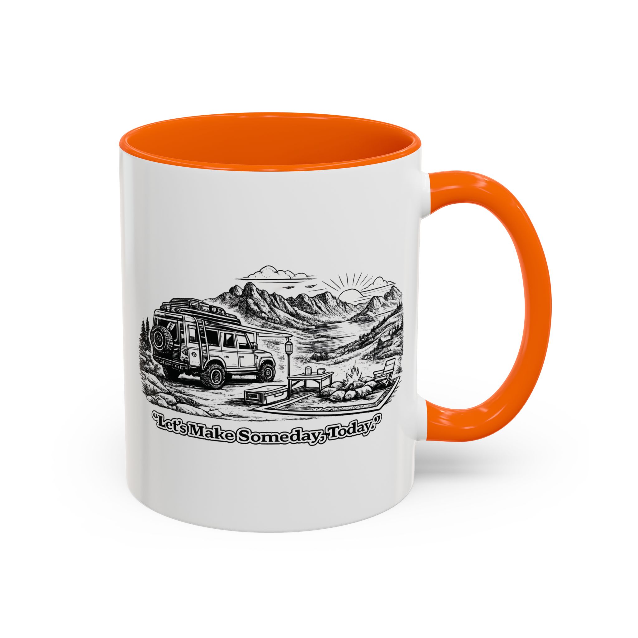 Accent Coffee Mug (11, 15oz) — "Lets make Someday, Today?" Design Minimal-Line