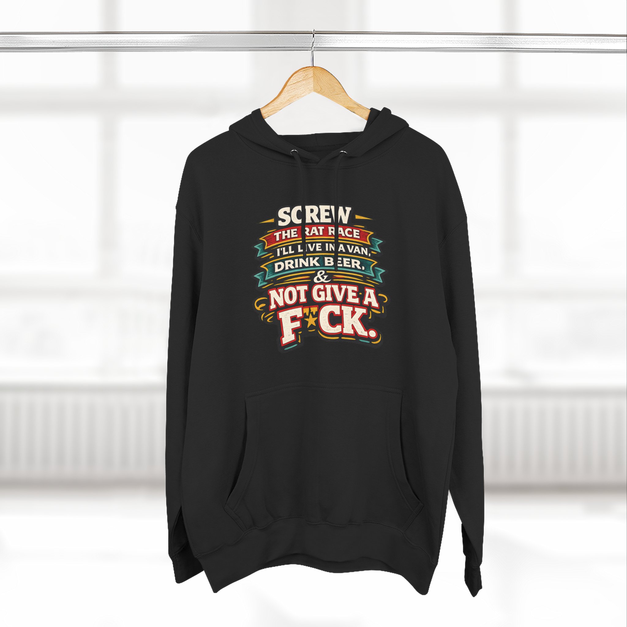 15177923204771492953_2048.jpeg Three-Panel Fleece Hoodie - "Screw The Rat Race" Design F**K-Line