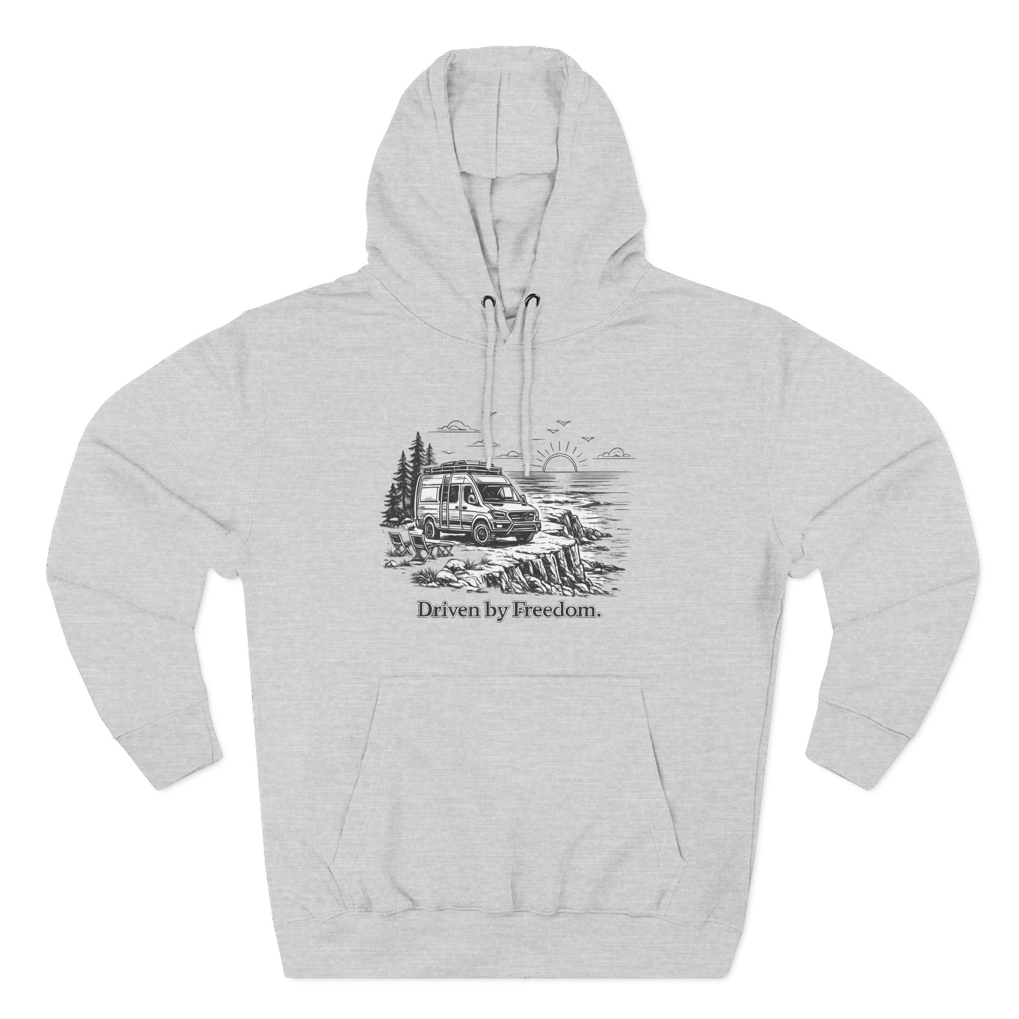 Three-Panel Fleece Hoodie - "Driven By Freedom" Design Minimal-Line