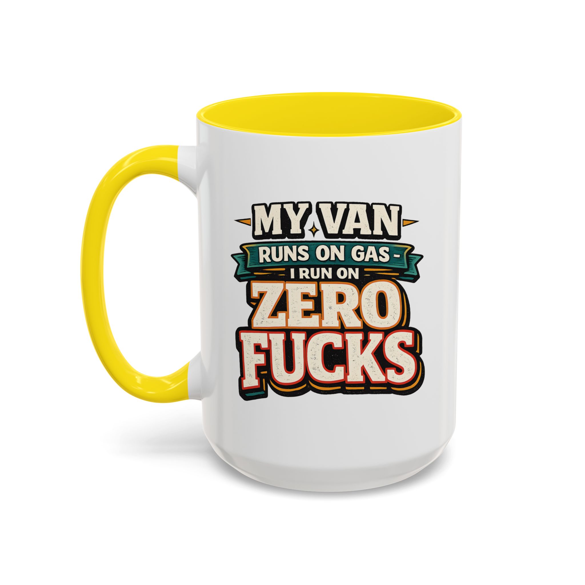 Accent Coffee Mug (11, 15oz) — "My Van Runs On Gas" Design F**K-Line