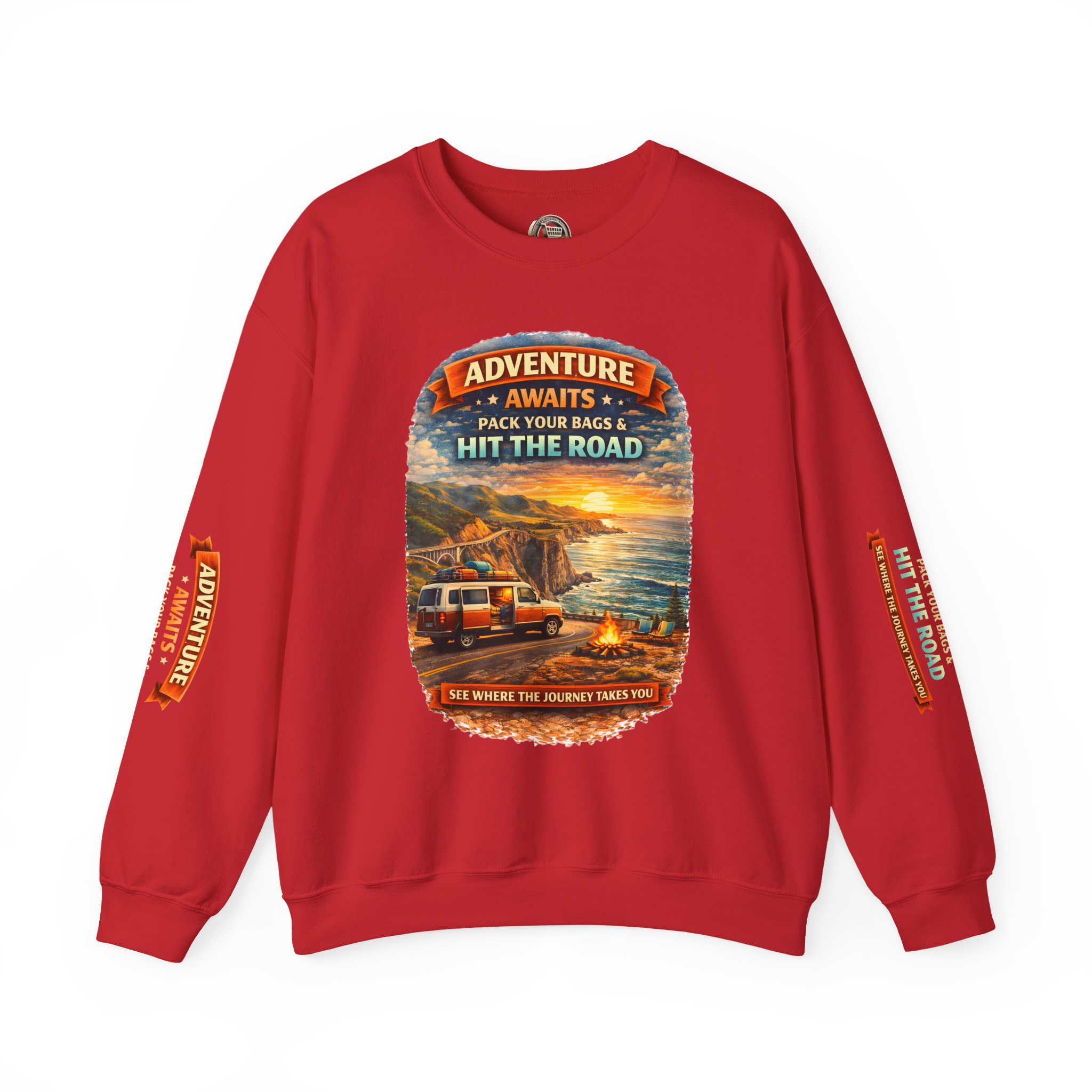 15191344900288252485_2048.jpeg Unisex Heavy Blend™ Crewneck Sweatshirt — "Adventure Awaits-Pack Your Bags" Design Scenic-Line