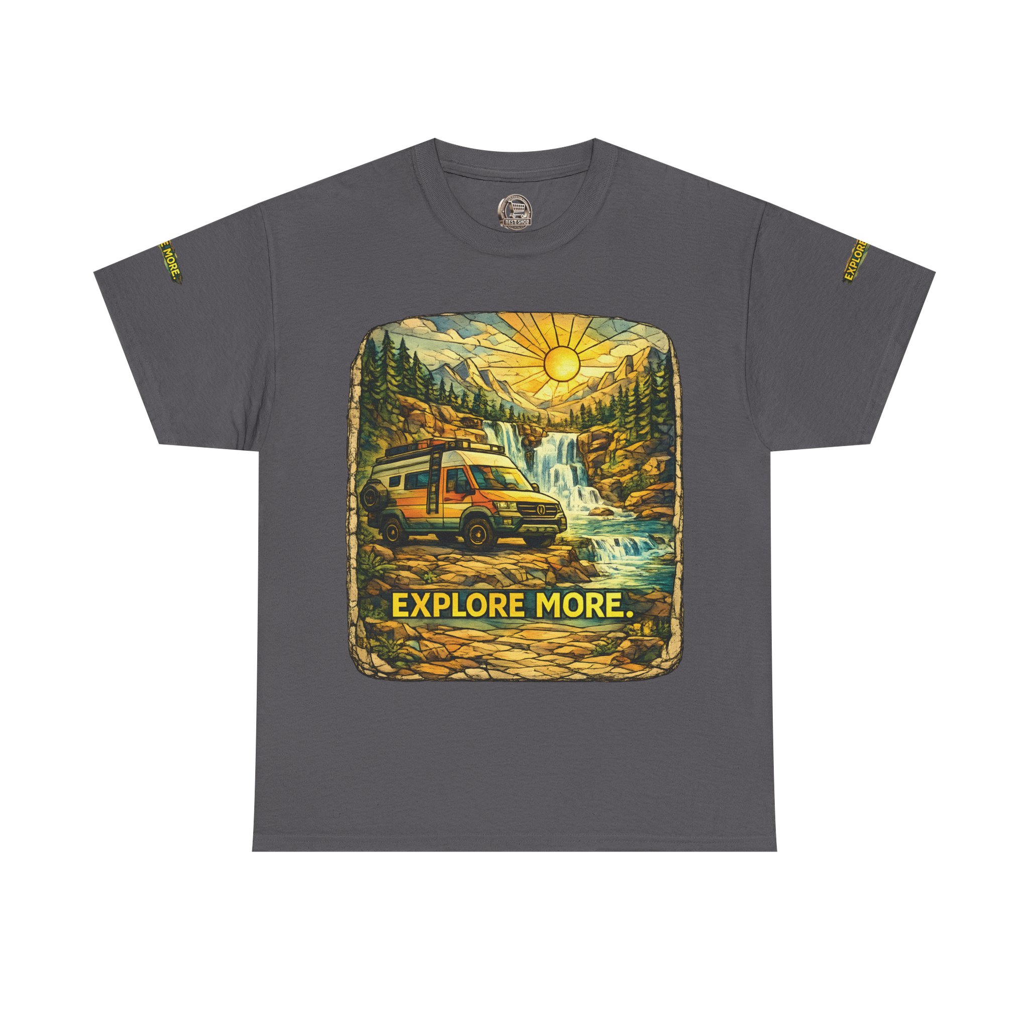 Unisex Heavy Cotton Tee — "Explore More" Design Cubic-Line