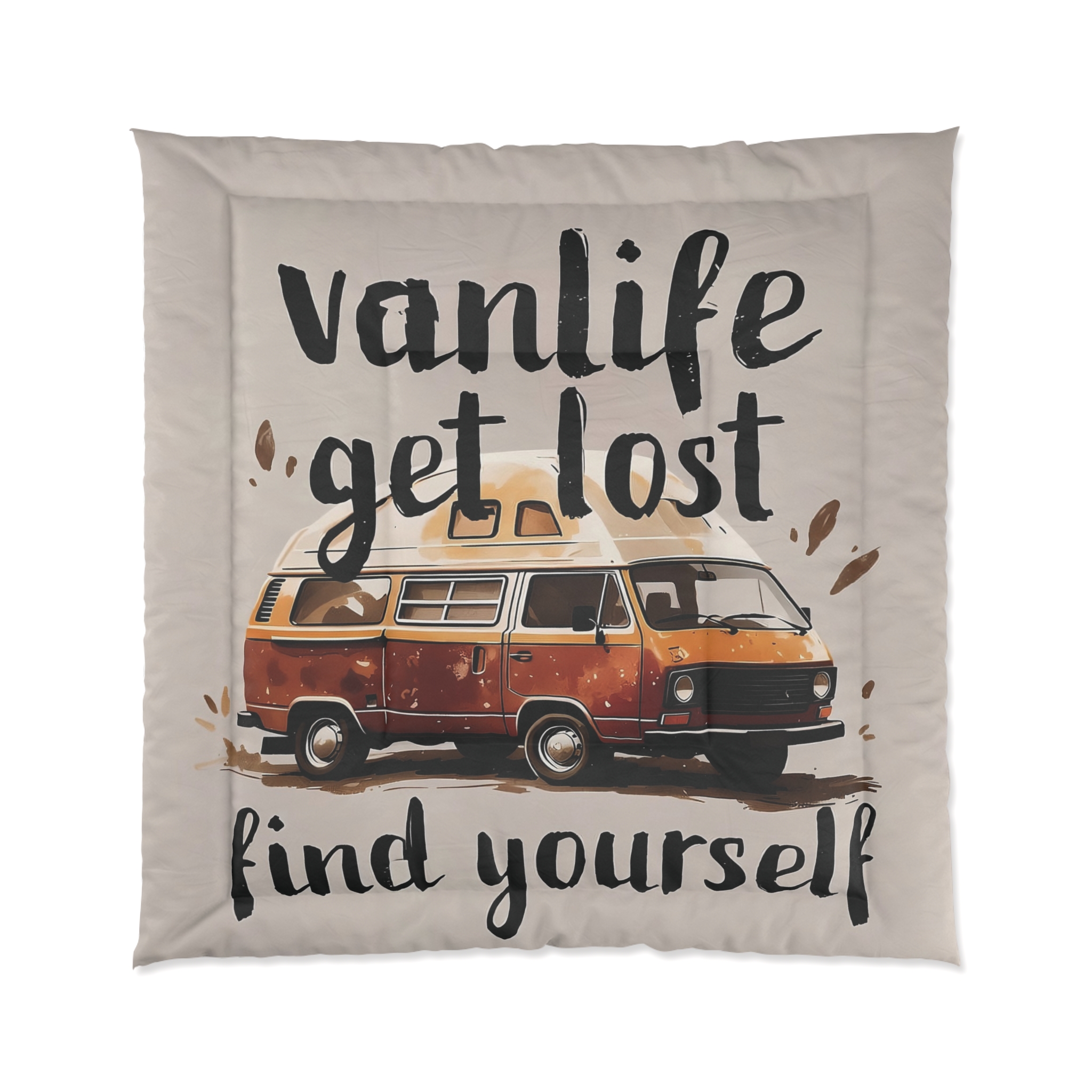 Comforter — Vanlife ‘Get Lost, Find Yourself’ Retro Camper Bedding