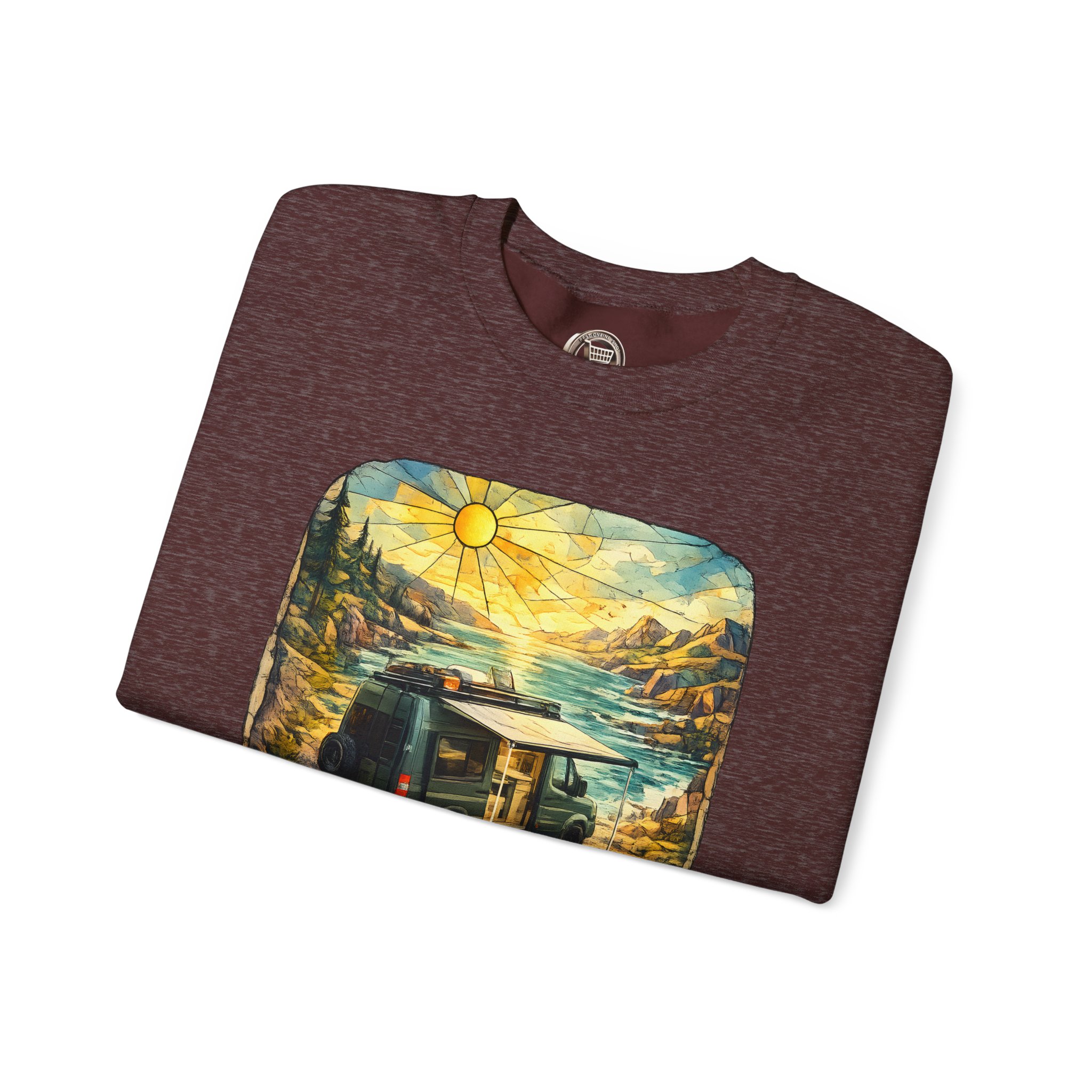 Unisex Heavy Blend™ Crewneck Sweatshirt — "Discover The Great Outdoors" Design Cubic-Line